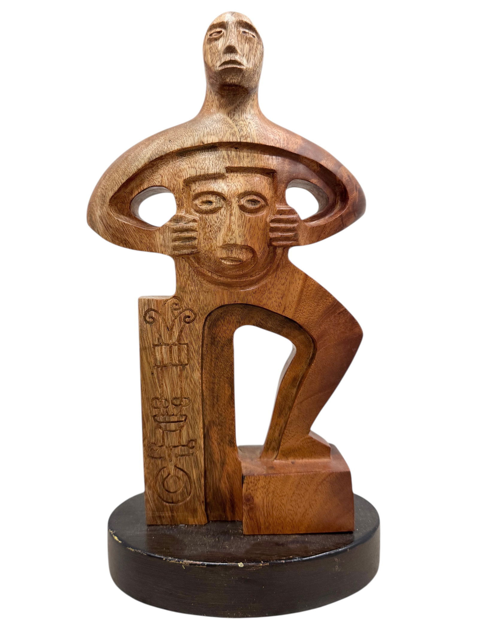 Cuban School Signed Modernist Wooden Figural Sculpture 13" (1 of 2)