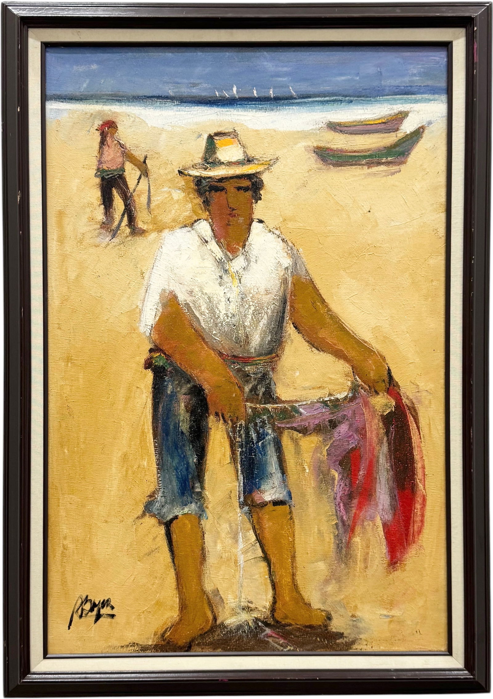 ARCADIO BOYER RAMIREZ (b. 1945, Peru) Fisherman At Beach (1 of 4)