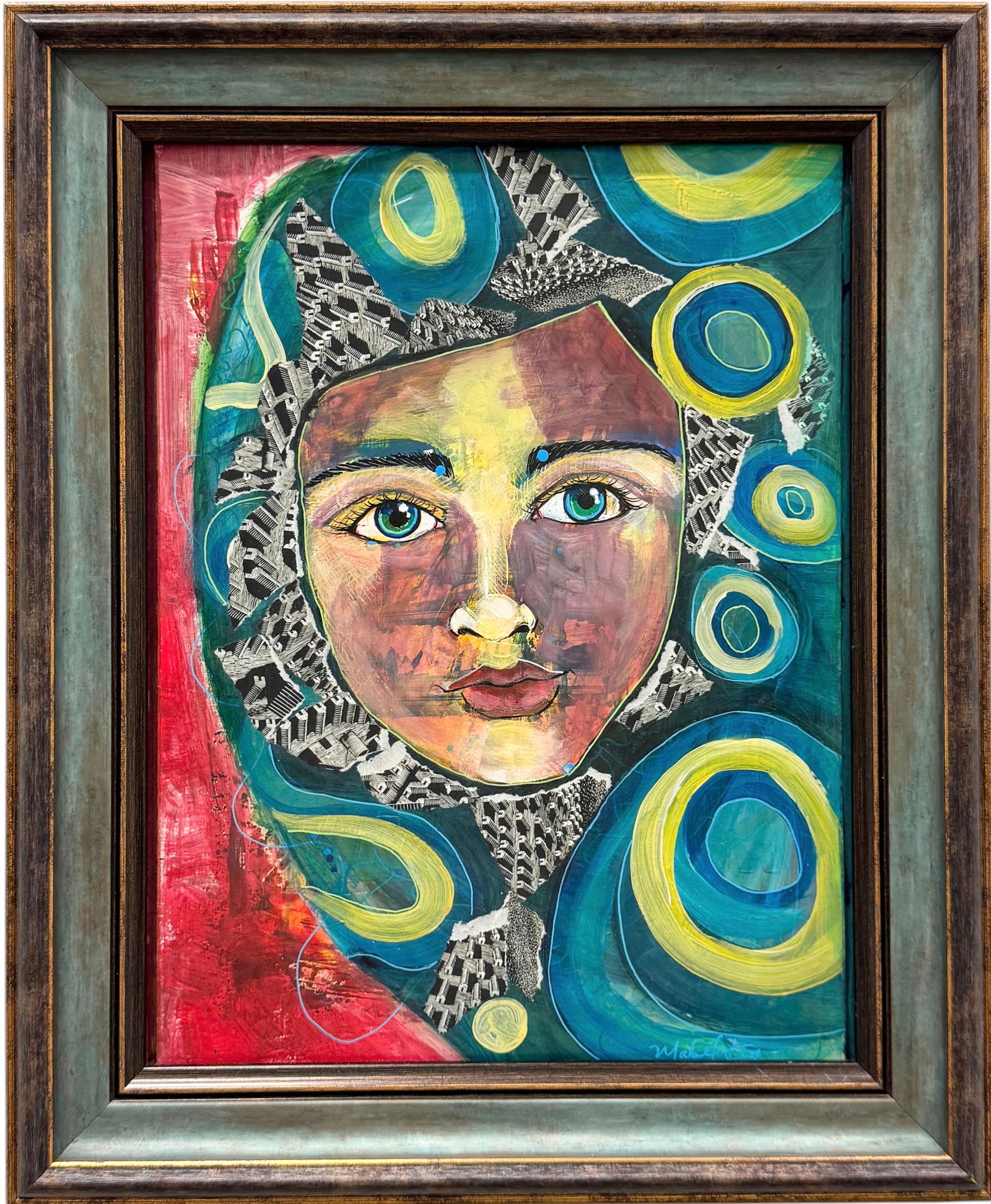 Contemporary Cuban School Signed Abstract Painting: Oil painting on board 14 x 11, 17 x 14 in (framed). Domestic Flat Shipping Price: $45