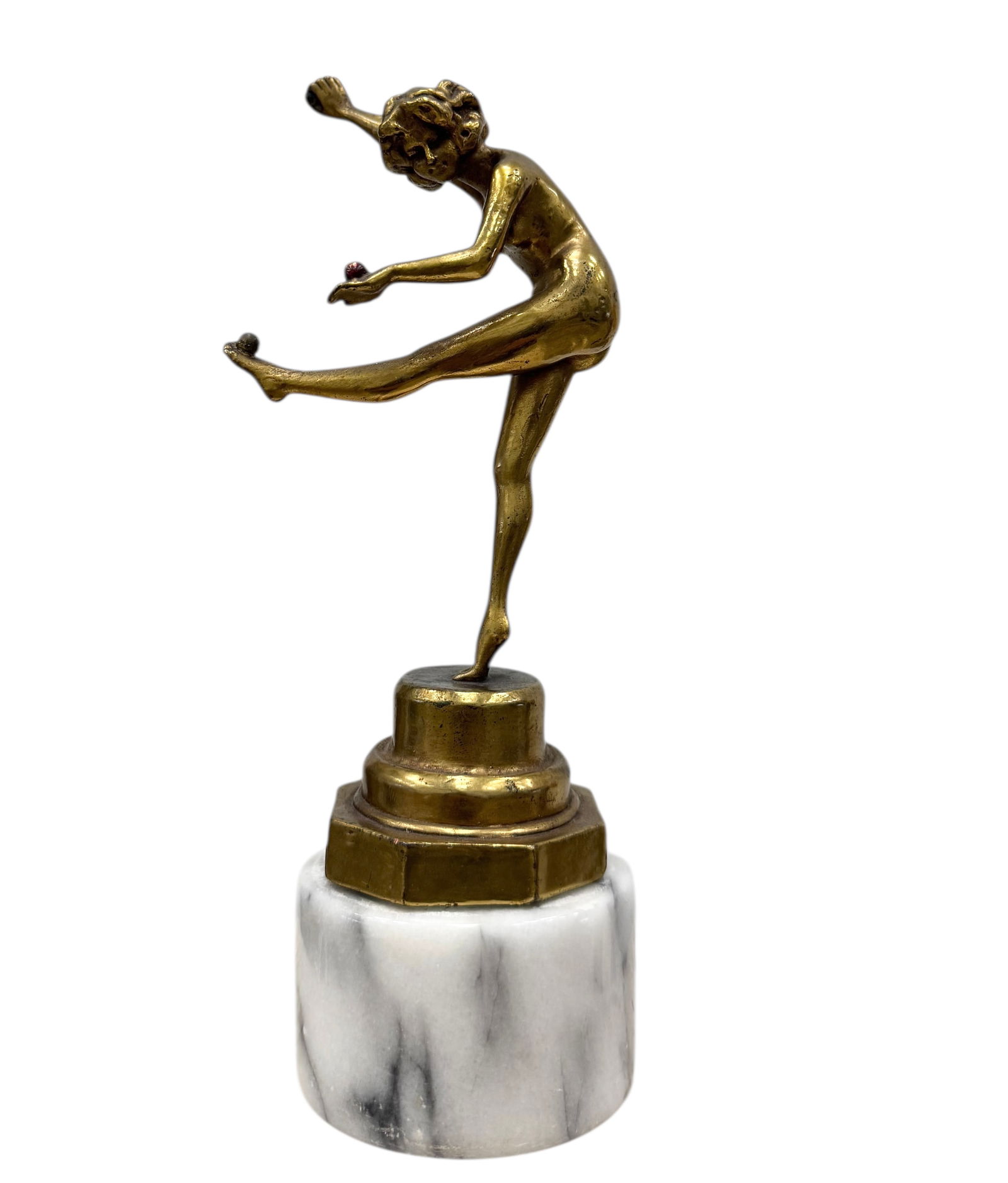French Art Deco Nude Juggler Sculpture On Marble Base (1 of 4)