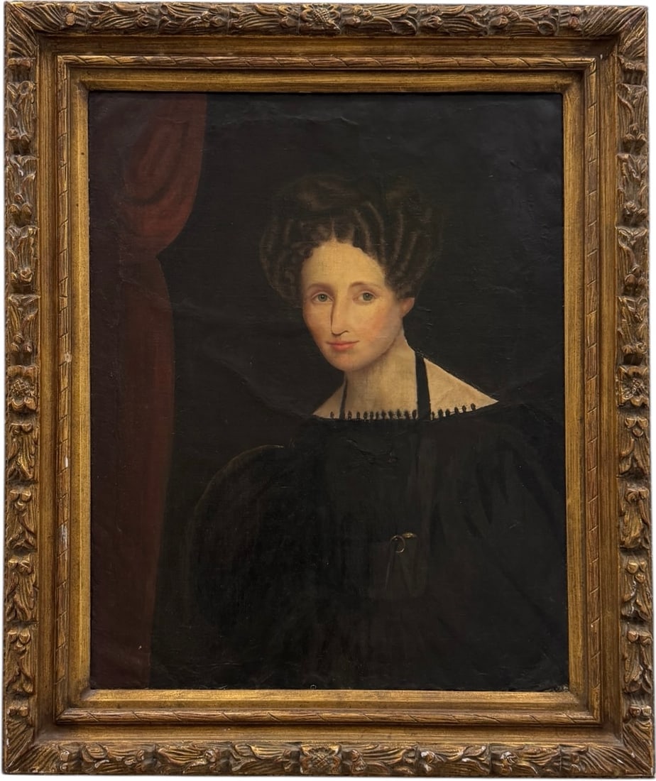 19th Century American School Victorian Portrait Of A Woman Oil Painting On Canvas (1 of 5)
