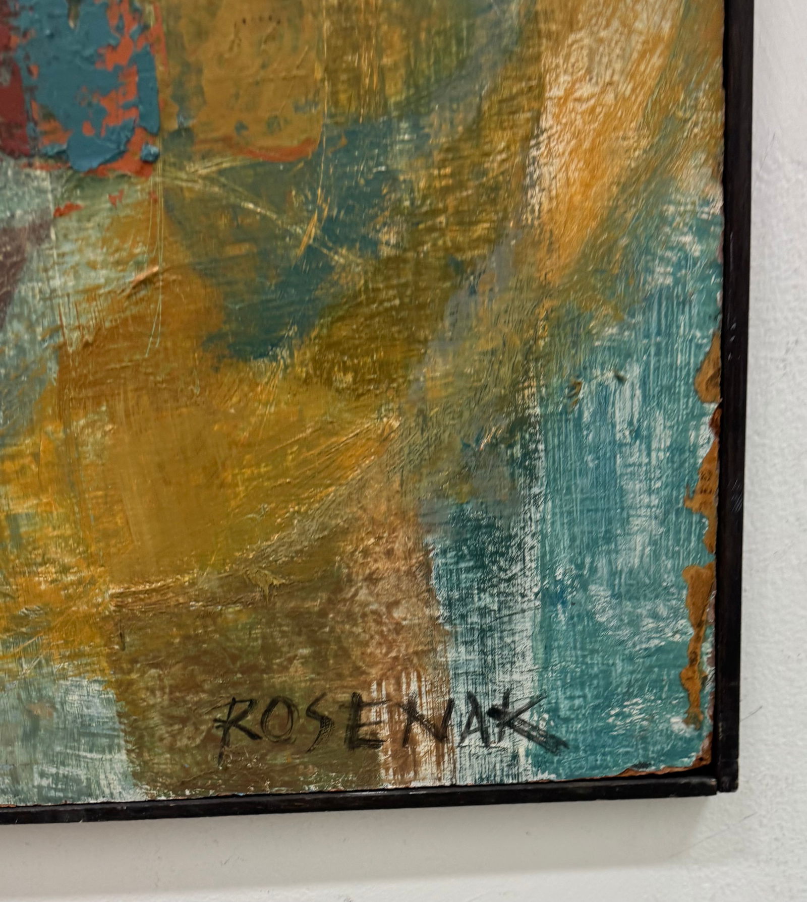 Large Mid-Century American Abstract Expressionist Painting Signed Rosenak - 2