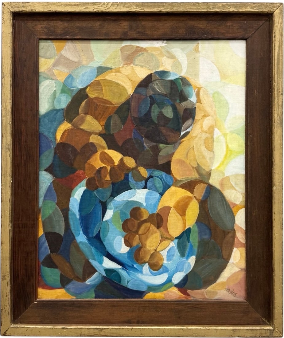 Mid-Century American Modernist Figural Abstract Painting Signed Nash 1975 (1 of 3)