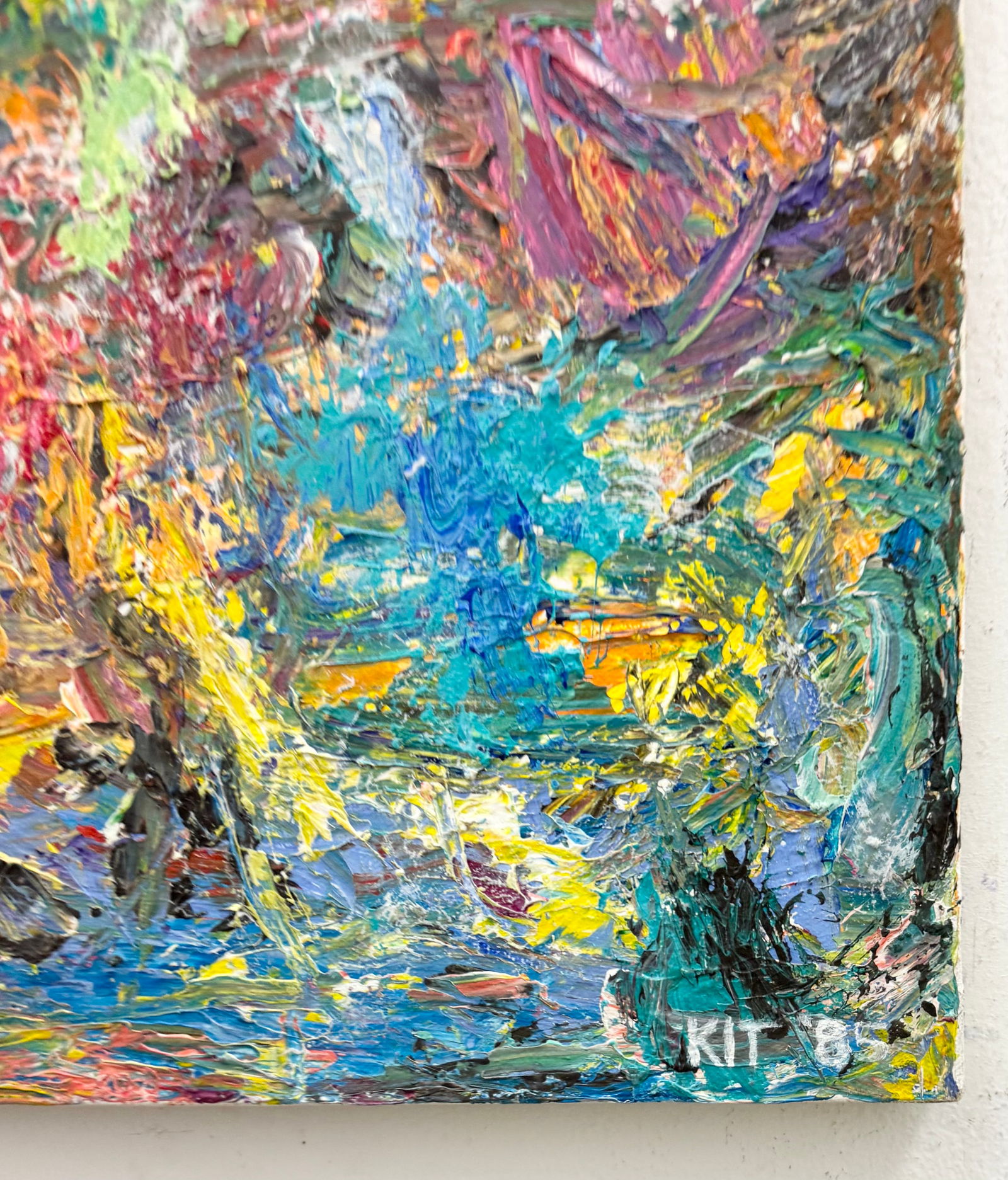 "God's Eye" Vintage American Abstract Expressionist Oil On Canvas Signed KIT 1983 - 2