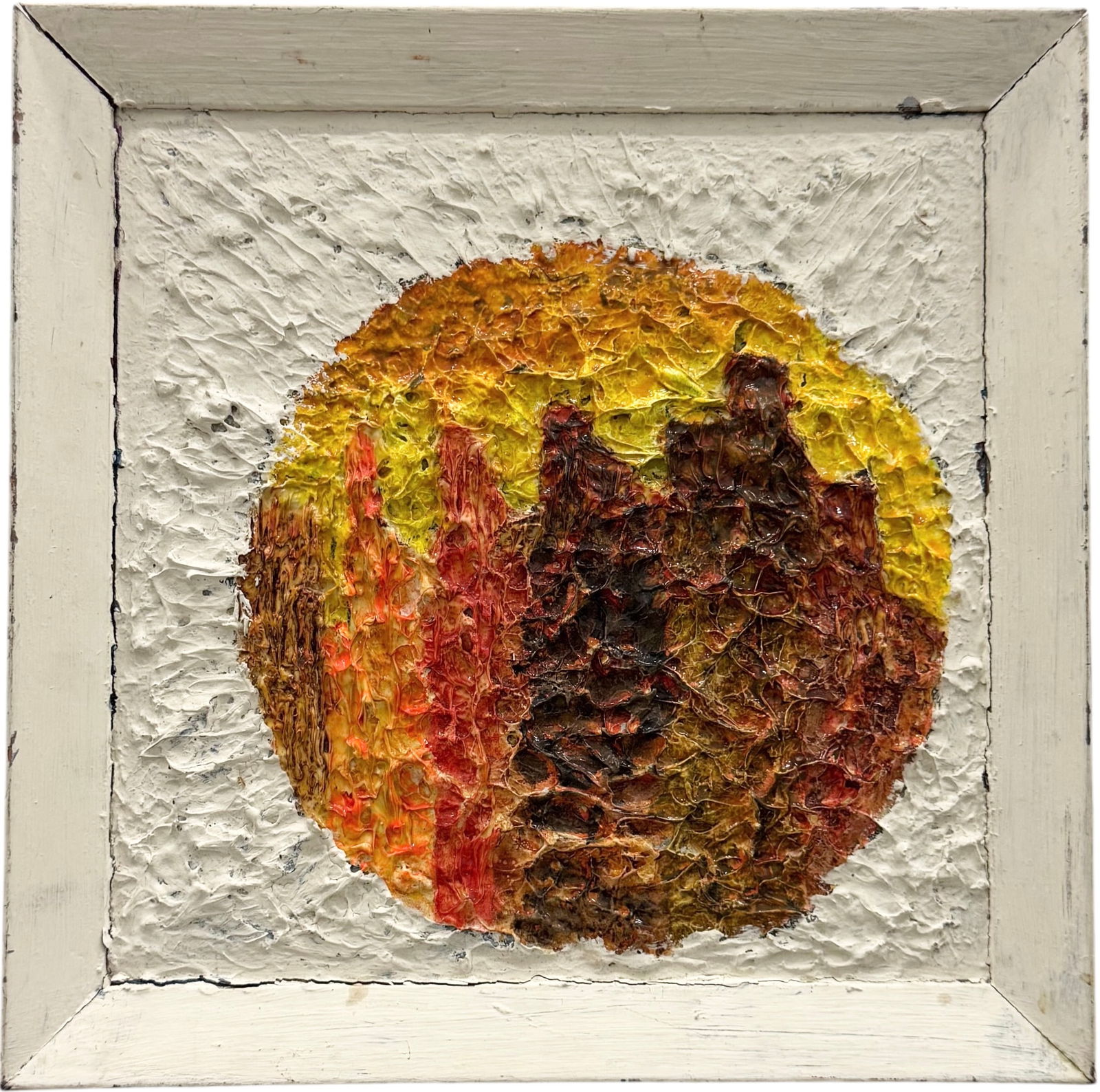 HARRIS G STRONG Hand Painted Mid-Century Modern Framed Tile: Hand painted tile 11 3/4 x 11 3/4 in (framed). Domestic Flat Shipping Price: $45