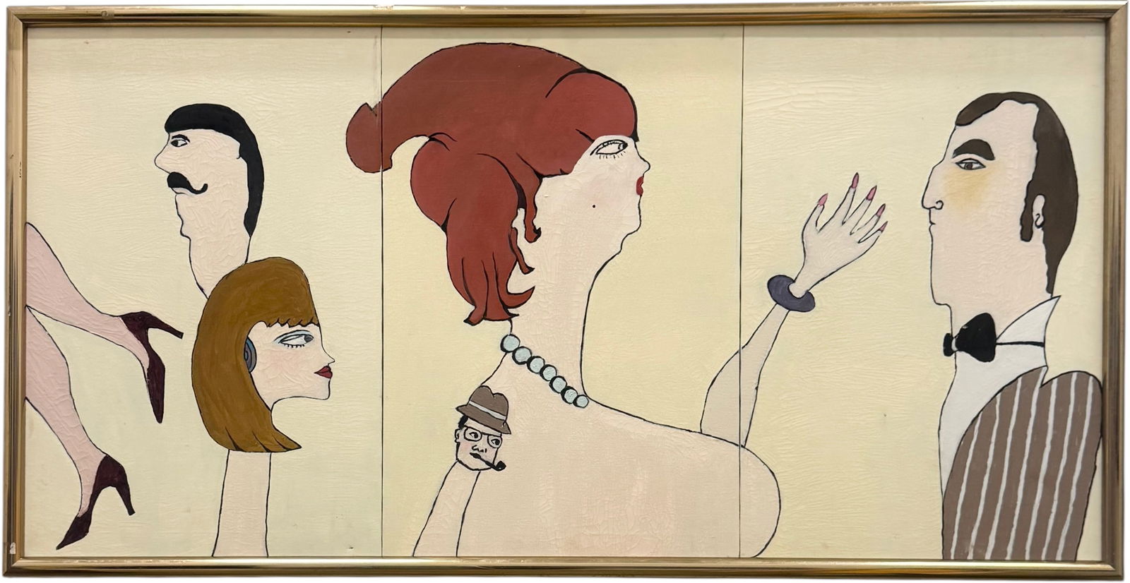 Monuemental American Modernist Triptych Abstract With Expressionist Figures (1 of 4)