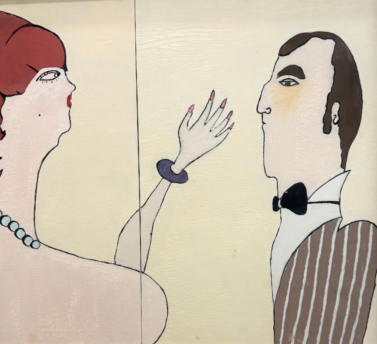 Monuemental American Modernist Triptych Abstract With Expressionist Figures - 3