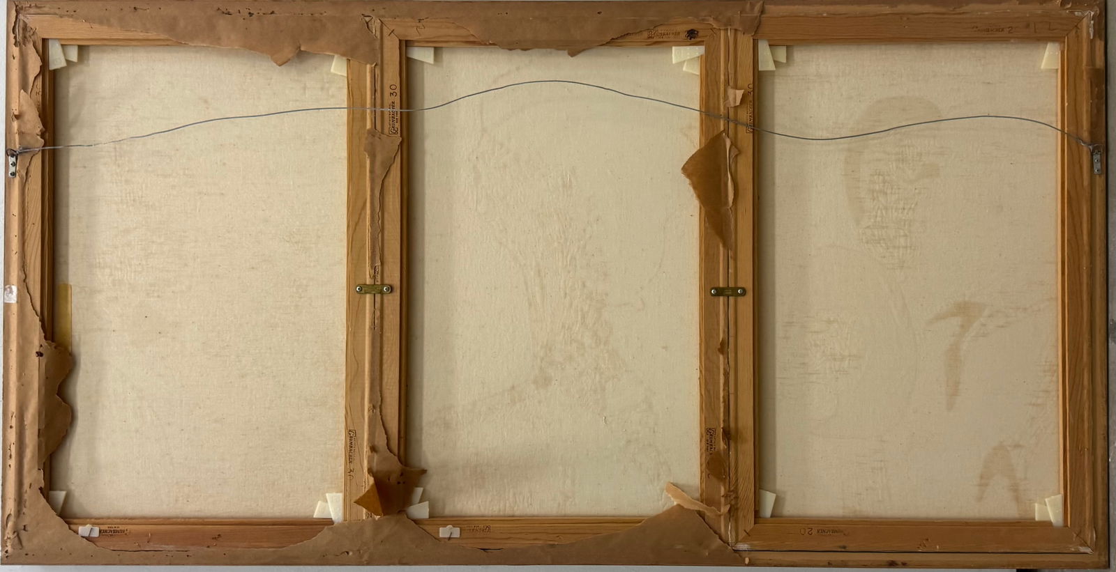 Monuemental American Modernist Triptych Abstract With Expressionist Figures - 4