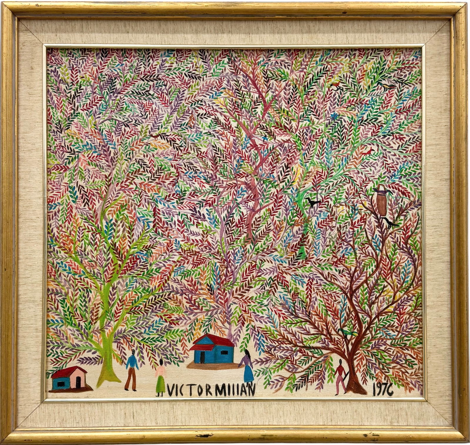 VICTOR MILLAN (1909-1991, Venezuela) Primitive Abstact With Trees (1 of 4)