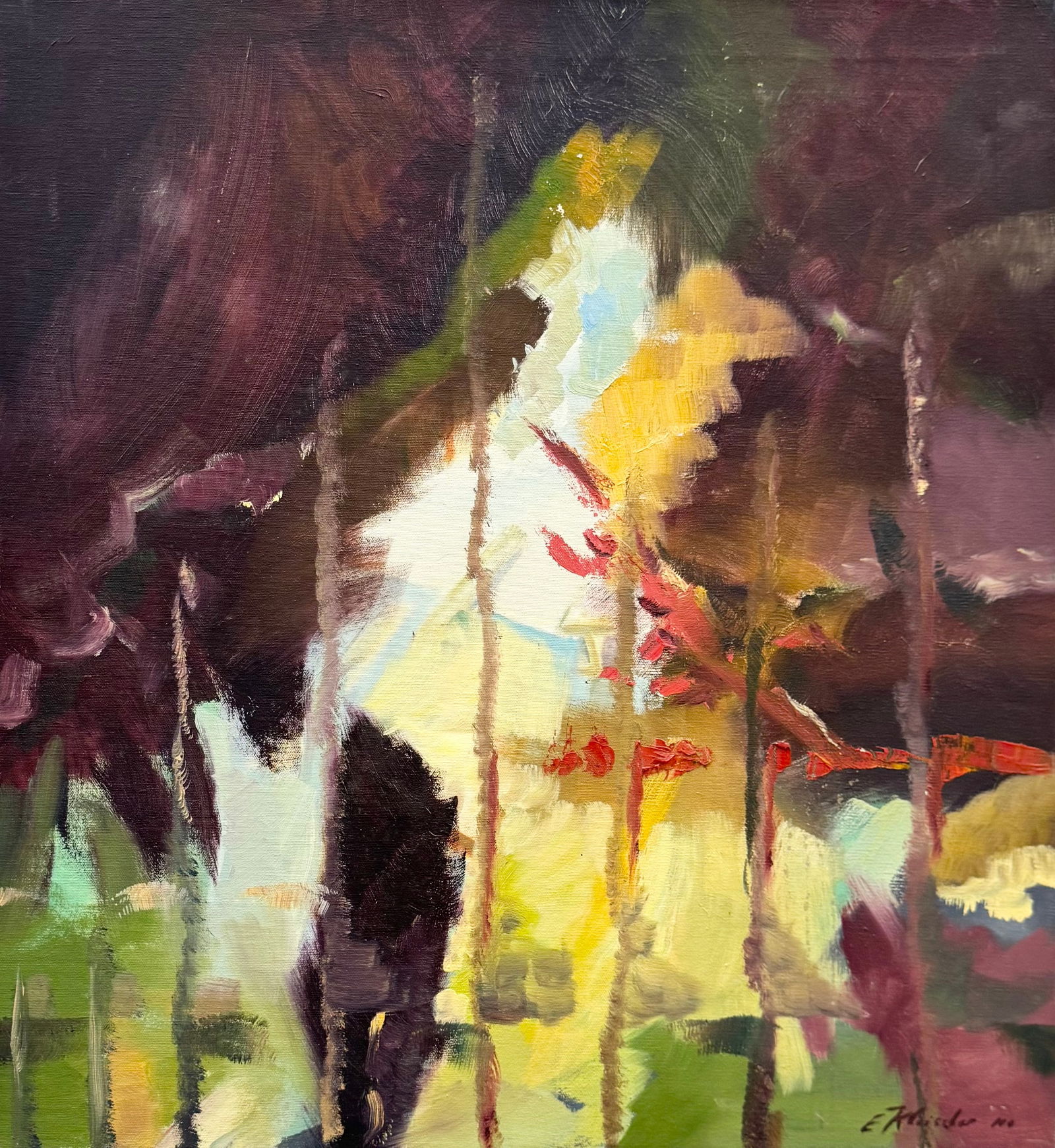 Mid-Century Abstract Expressionist Signed Illegibly Oil On Canvas (1 of 3)