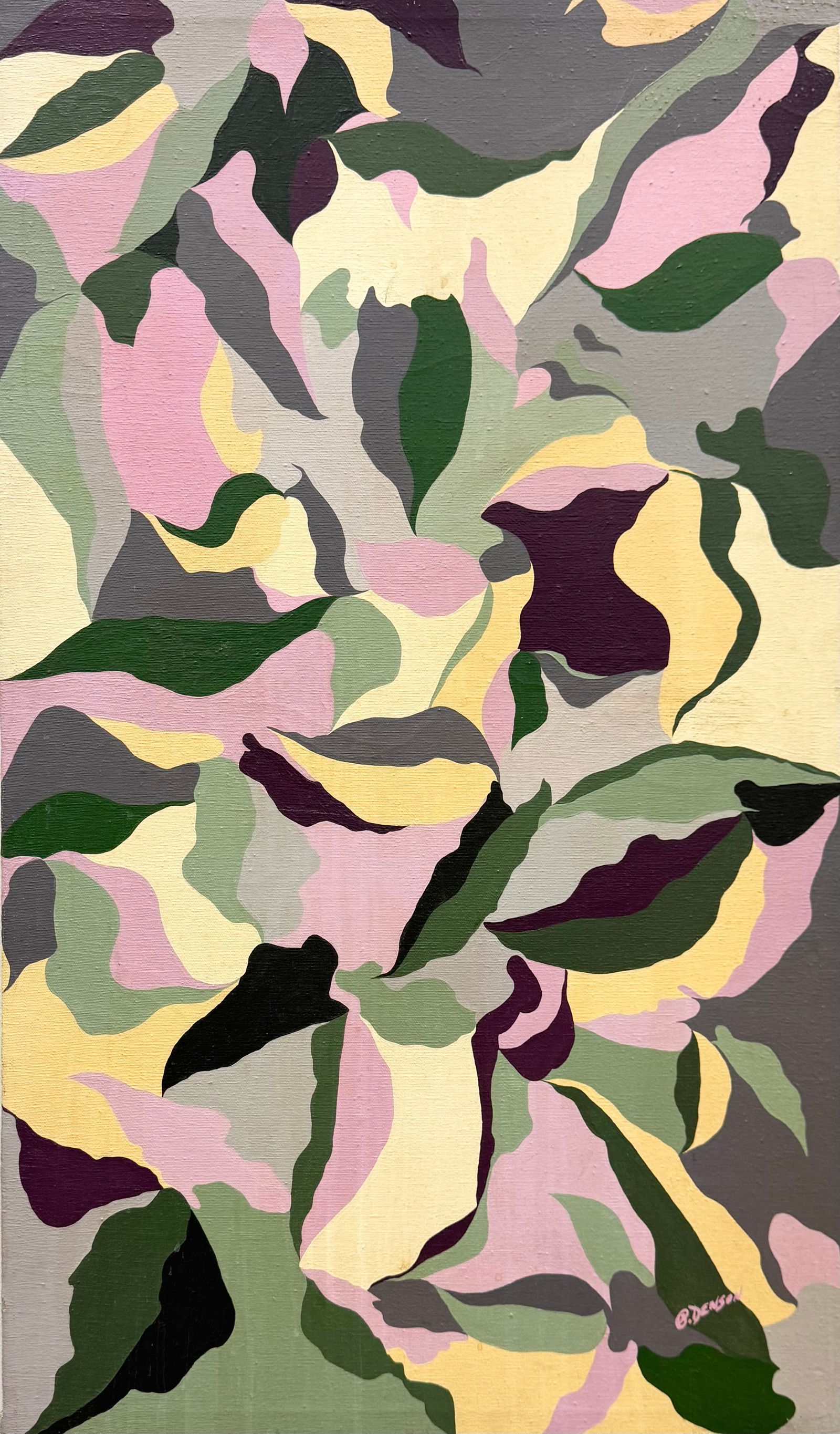 Mid-Century Modern Hard Edge Abstract, Soft Tones Signed Oil On Canvas (1 of 3)