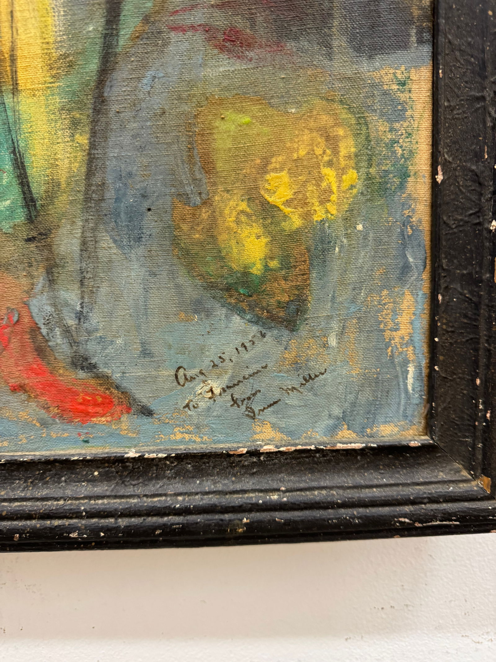 Mid Century Modern Figural Abstract Painting Signed & Dated 1952 - 3