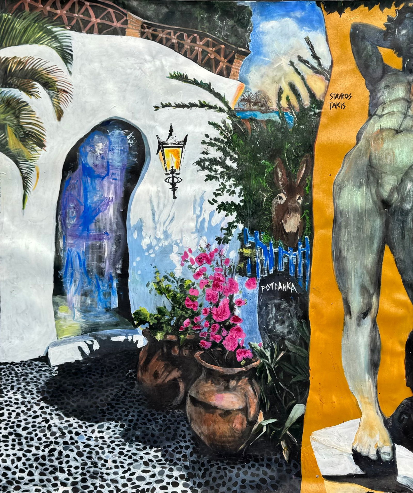 TIKO KERR (b. 1953, Canadian) House Of Sighs, Vancouver Artist, HIV Advocate: Acrylic on canvas 71 x 59 1/2 in. Domestic Flat Shipping Price: $110 (rolled)