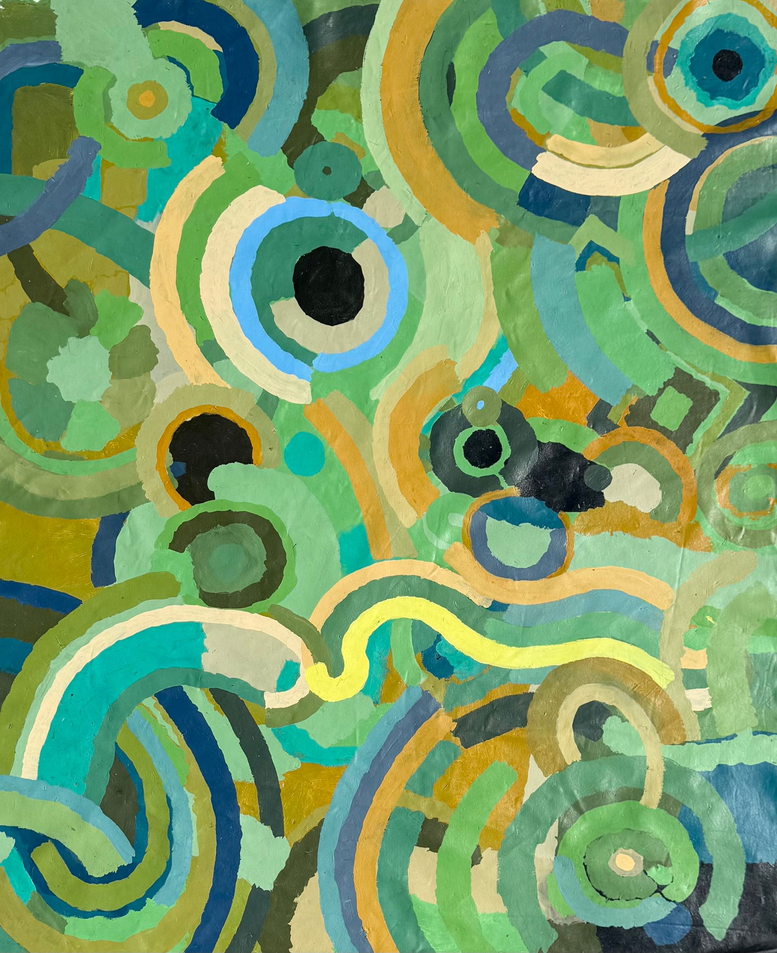 Monumental Mid-Century Modern Abstract Painting Un-Stretched 77 x 64 in (1 of 2)