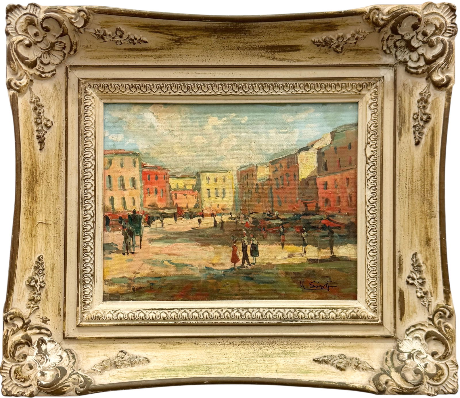 Nicely Framed European School Impressionist Cityscape Signed Oil Painting (1 of 3)