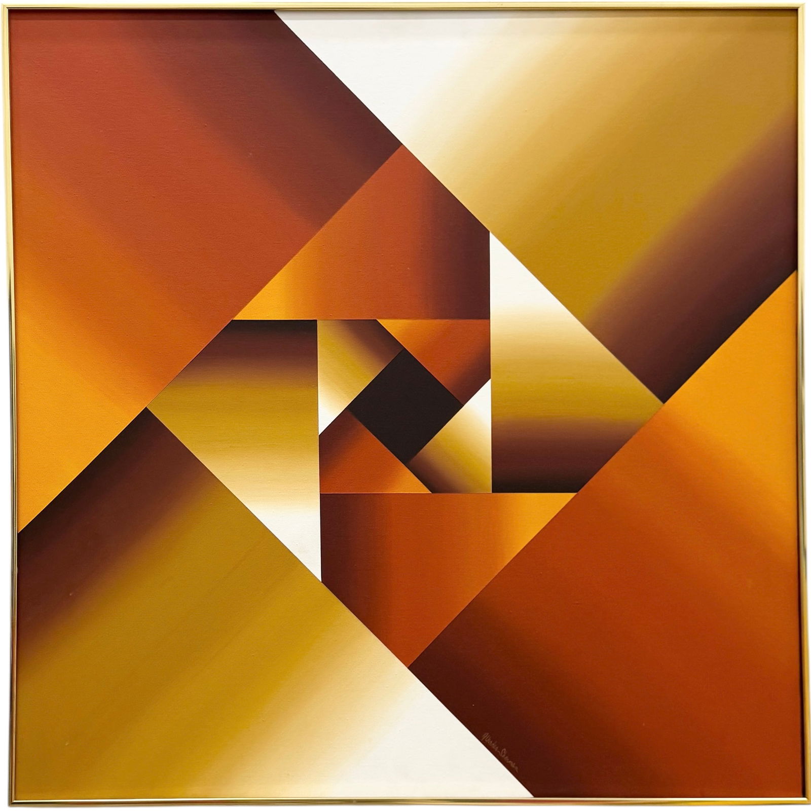 GRACE ALHADES SHERMAN (20th c, American) Op Art Abstract, Earth Tones (1 of 2)