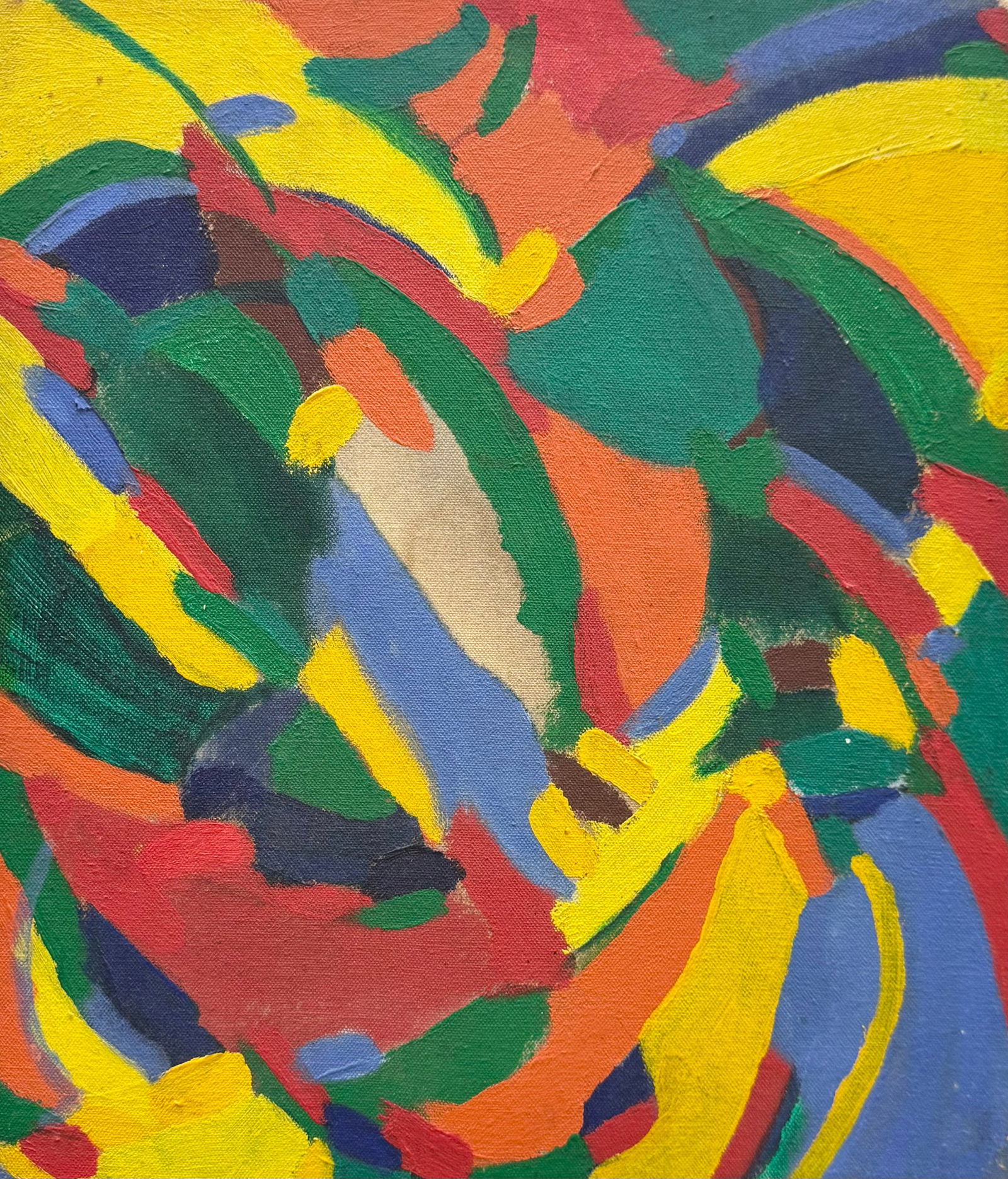 Colorful Mid-Century Modern Abstract Oil On Canvas (1 of 2)
