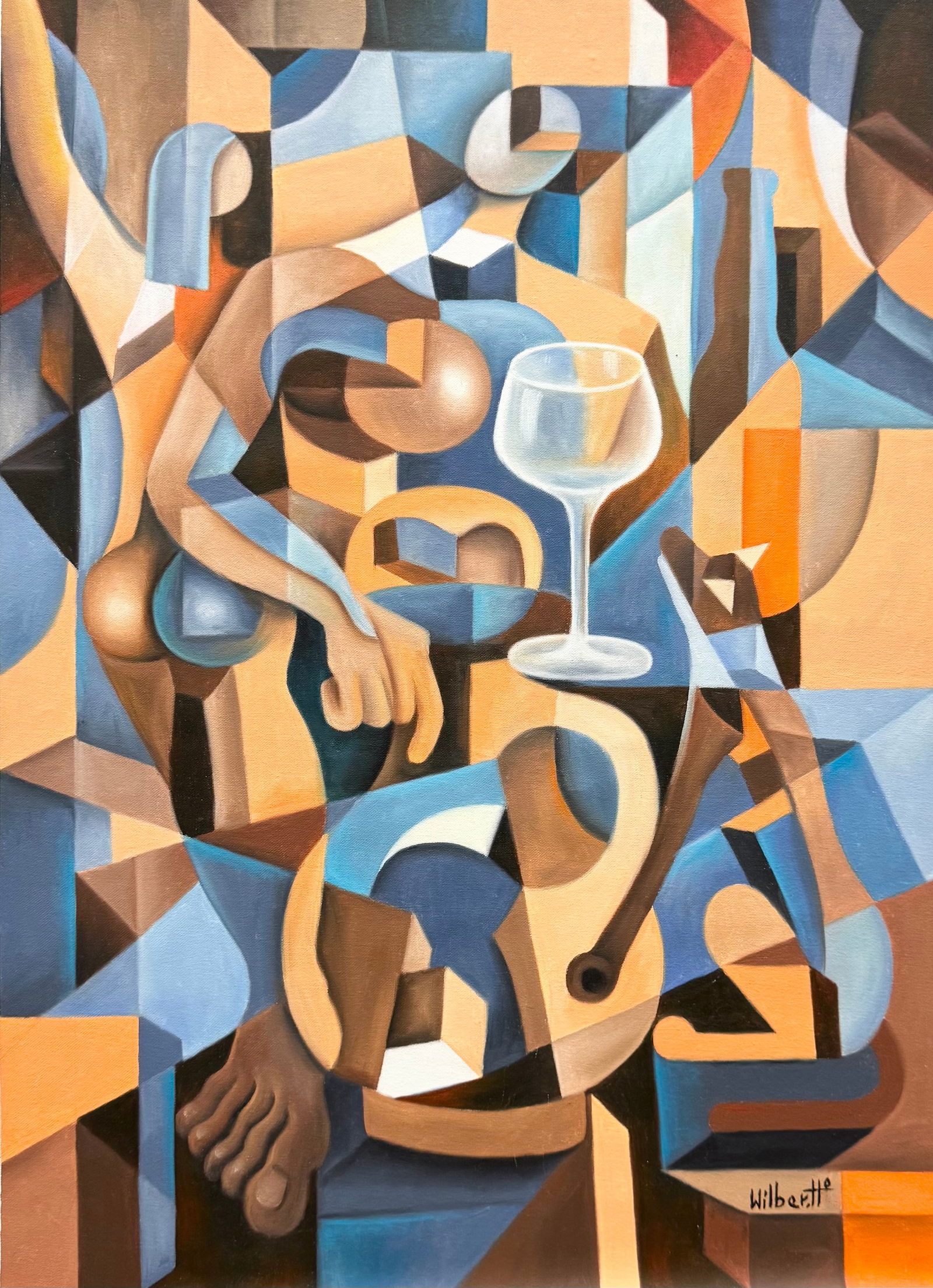WILBER HERERRA ORTIZ (20th c, Mexico) Cubist Abstract (1 of 2)
