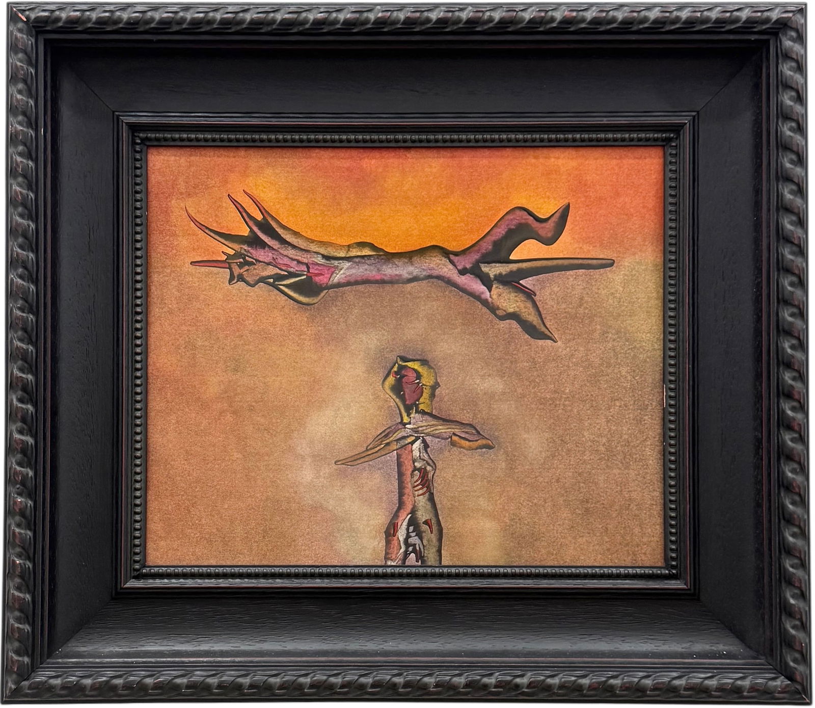 Nicely Framed Watercolor Figural Abstract Painting (1 of 3)