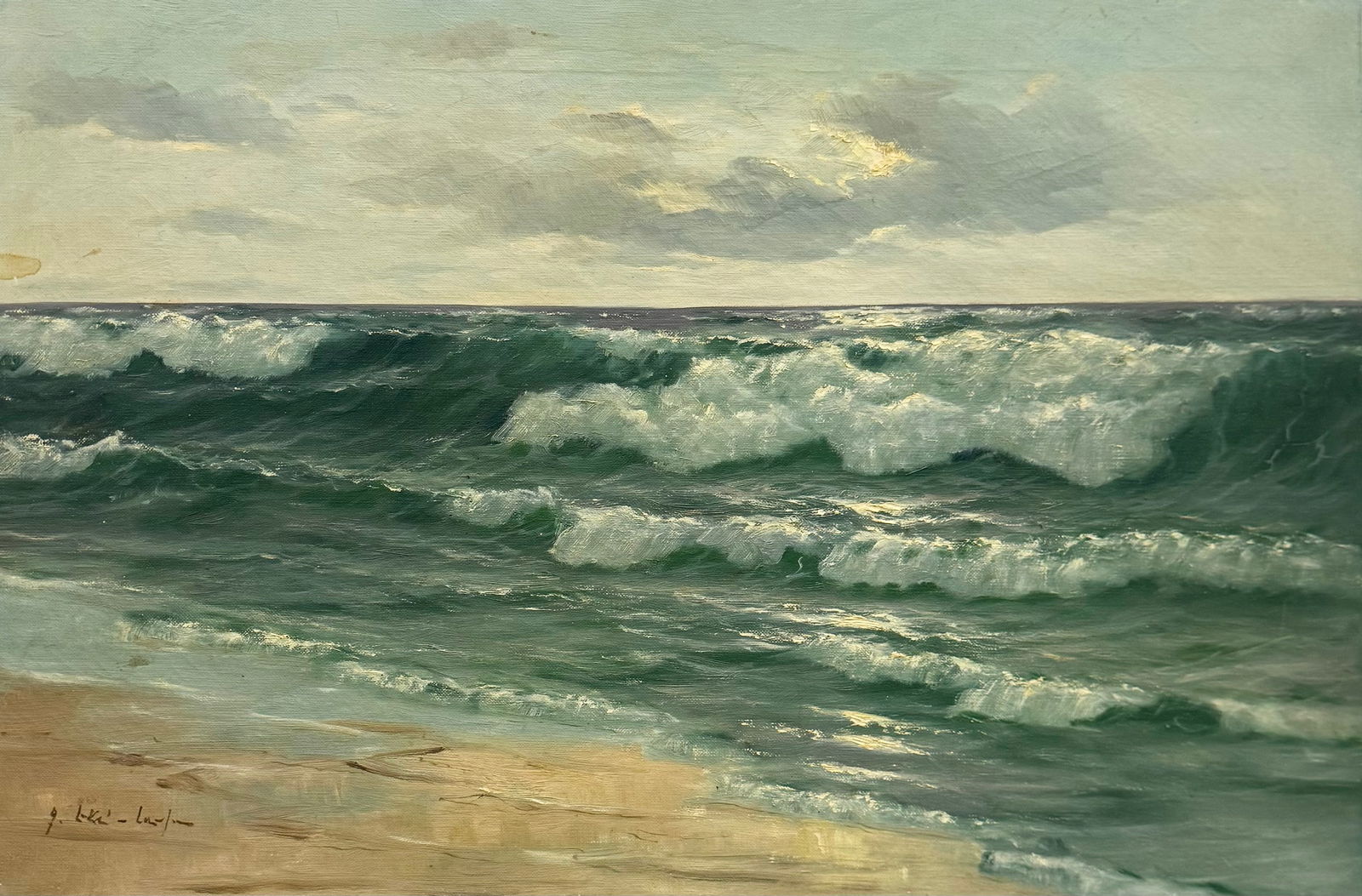 20th Century American Luminist Seascape Signed Oil Painting (1 of 3)