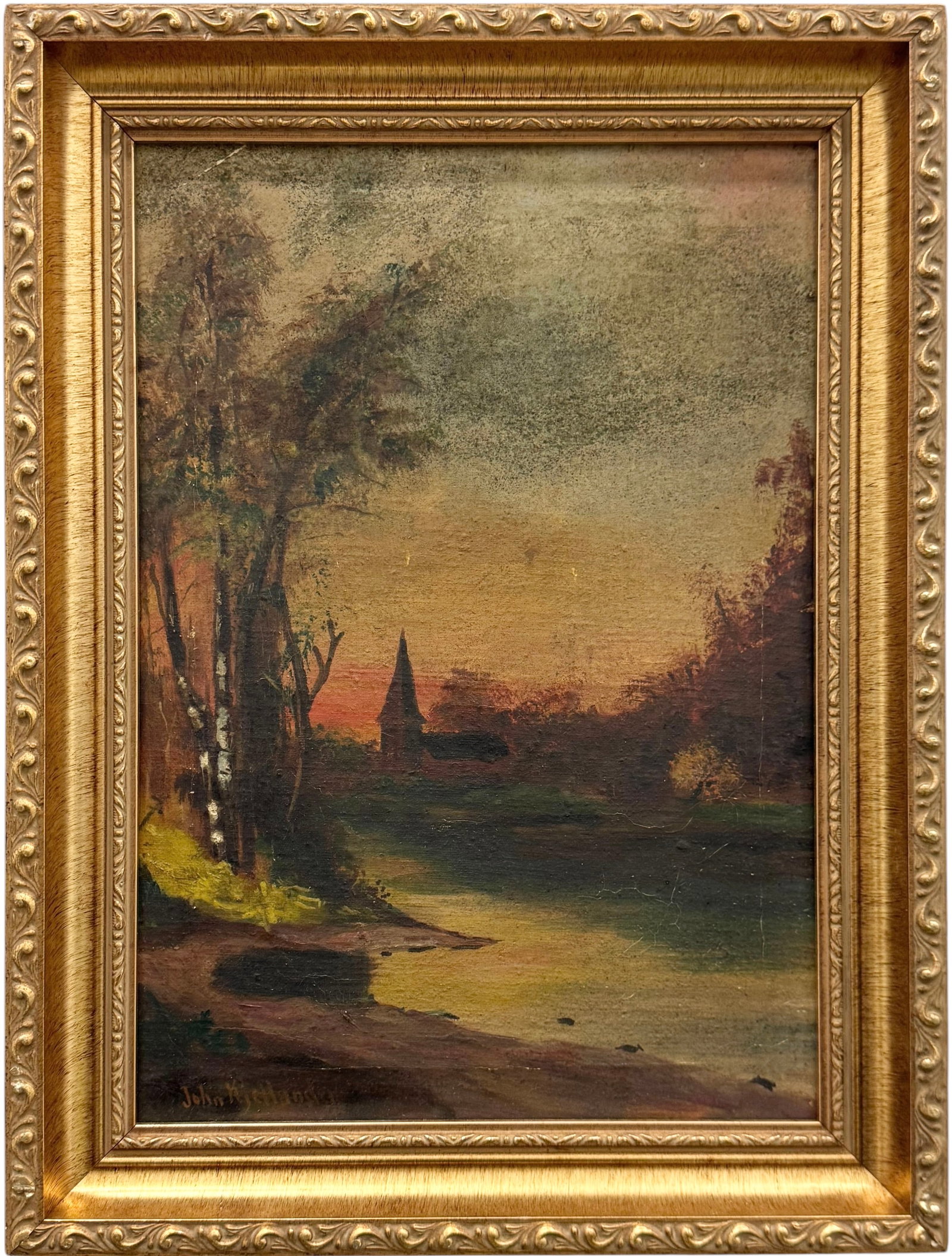 19th Century Swedish School Landscape Signed Oil Painting (1 of 3)