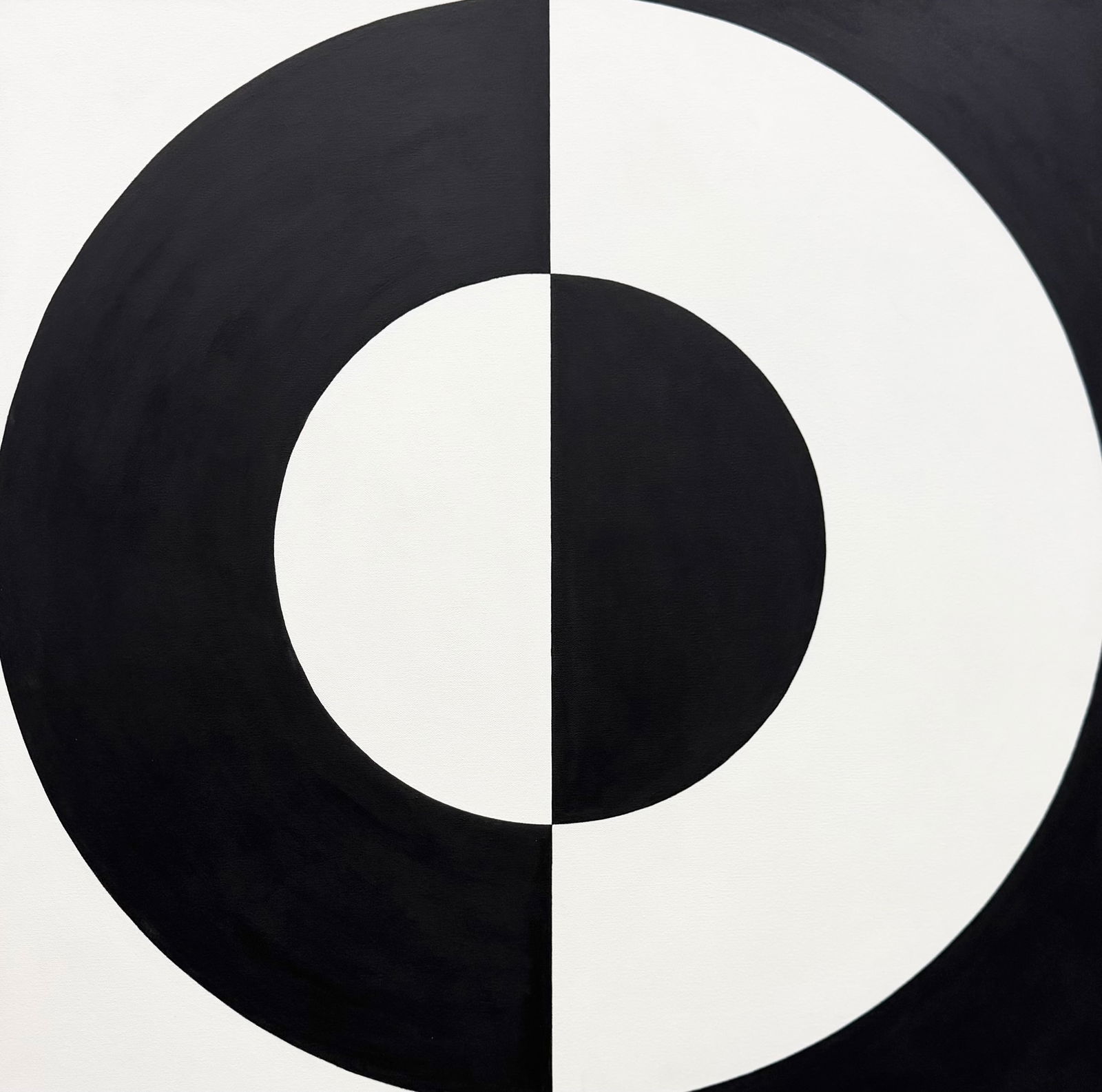 TIM RAY FISHER (b. 1969, Indiana) Black & White Op Art Abstract: Oil painting on canvas 36 x36 in. Photos coming soon