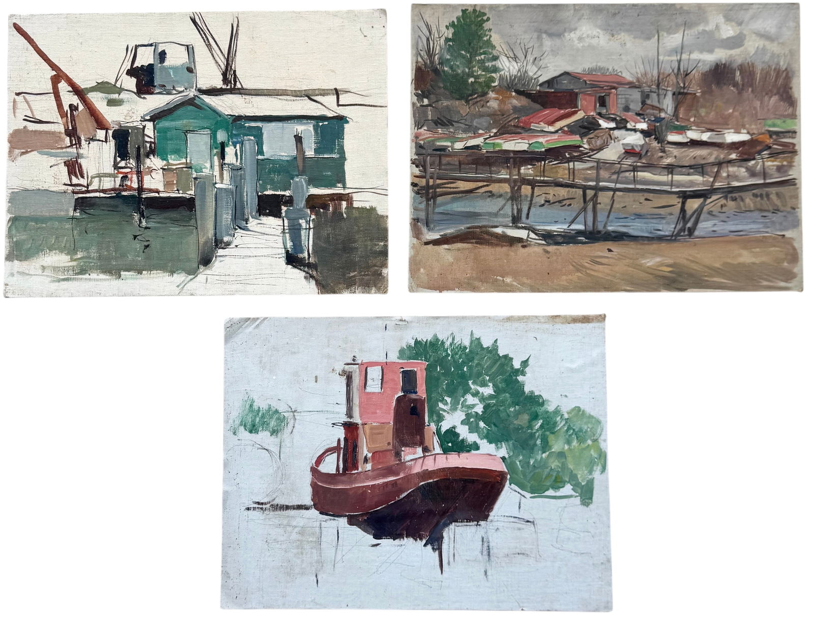 TORE ASPLUND (1903-1978, American) (3) Unsigned Marine Paintings (1 of 2)