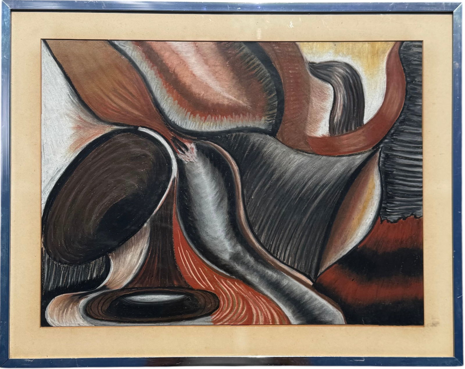 Mid-Century Modern Abstarct With Earthy Tones: Pastel on paper. Details coming soon