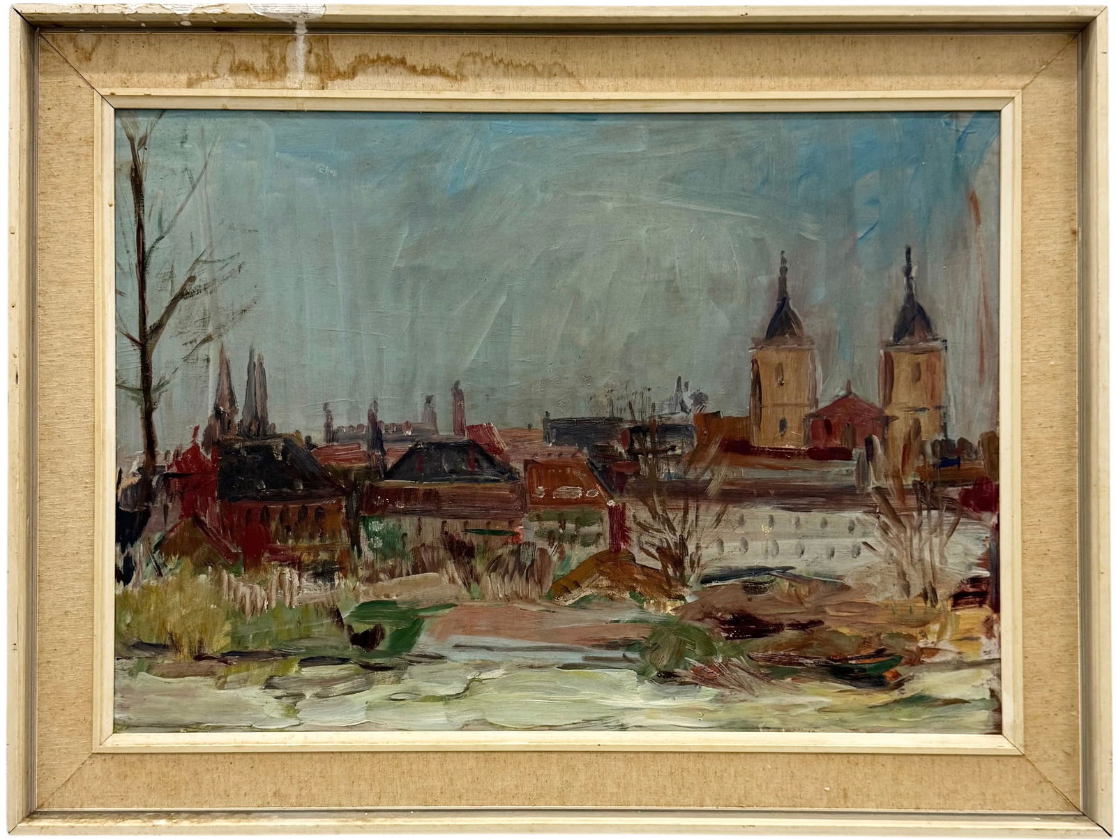 European School Impressionist Cityscape Oil Painting On Board (1 of 2)