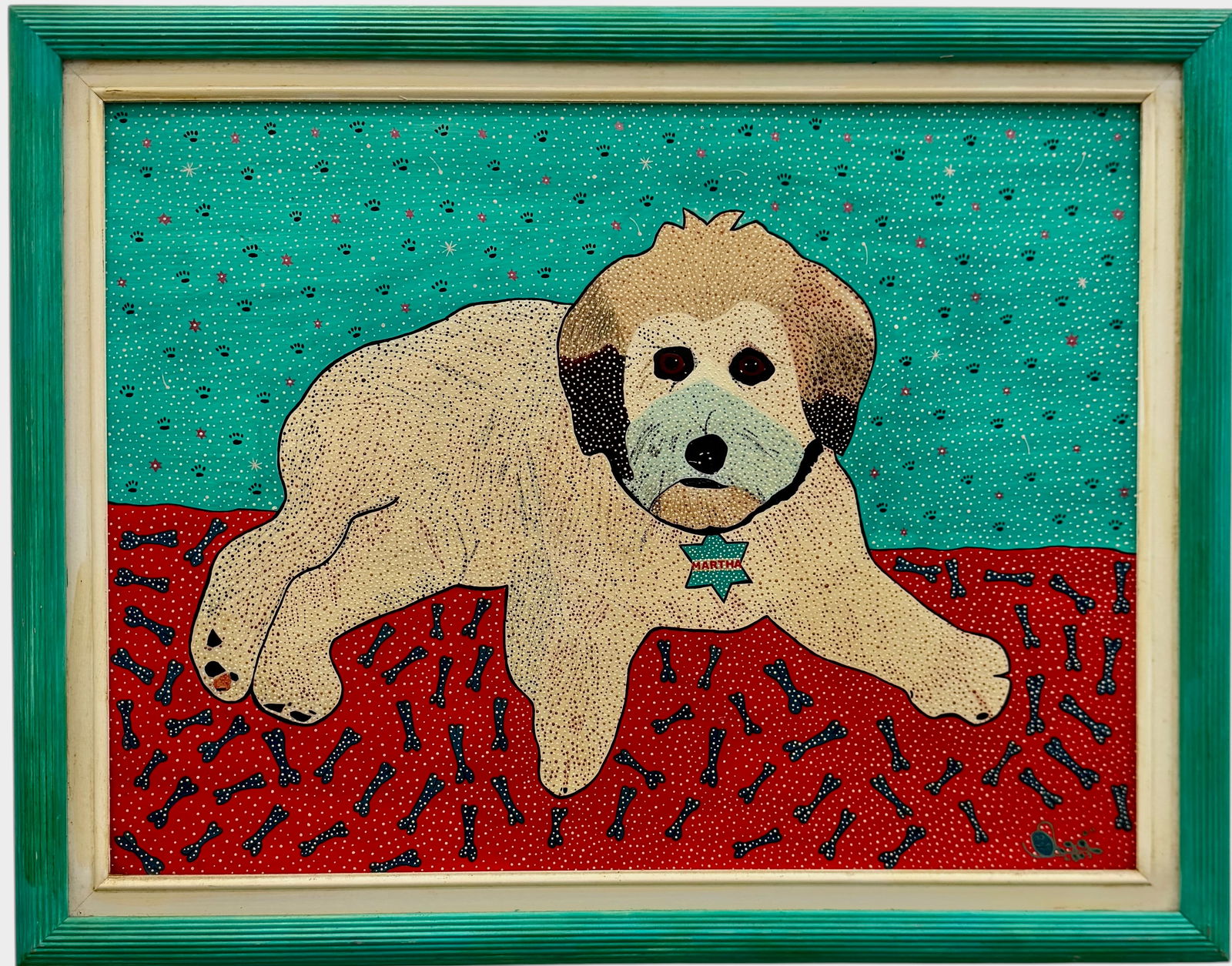 "Martha" Modernist Dog Portrait Of A Puppy Signed Painting (1 of 5)