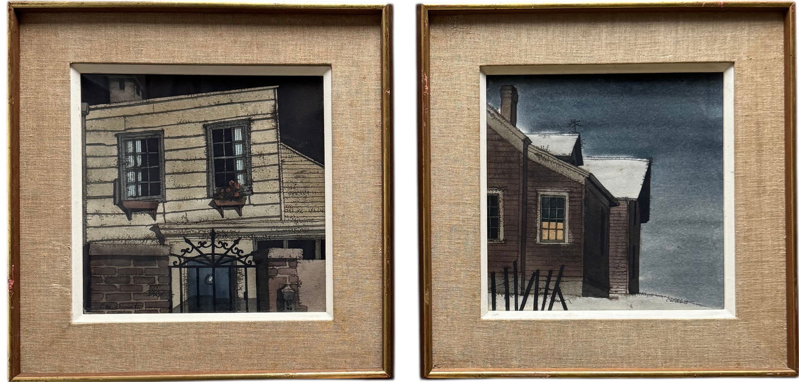 CM GRANT (20th c, American) Pair Of Nicely Framed Watercolors (1 of 4)