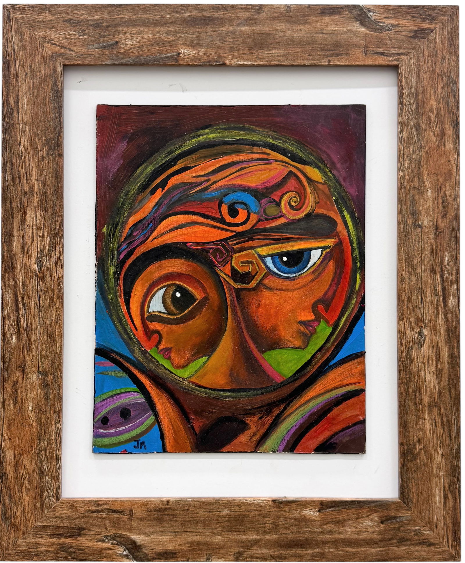 Nicely Framed Latin American Figural Abstract Signed With Monogram (1 of 3)