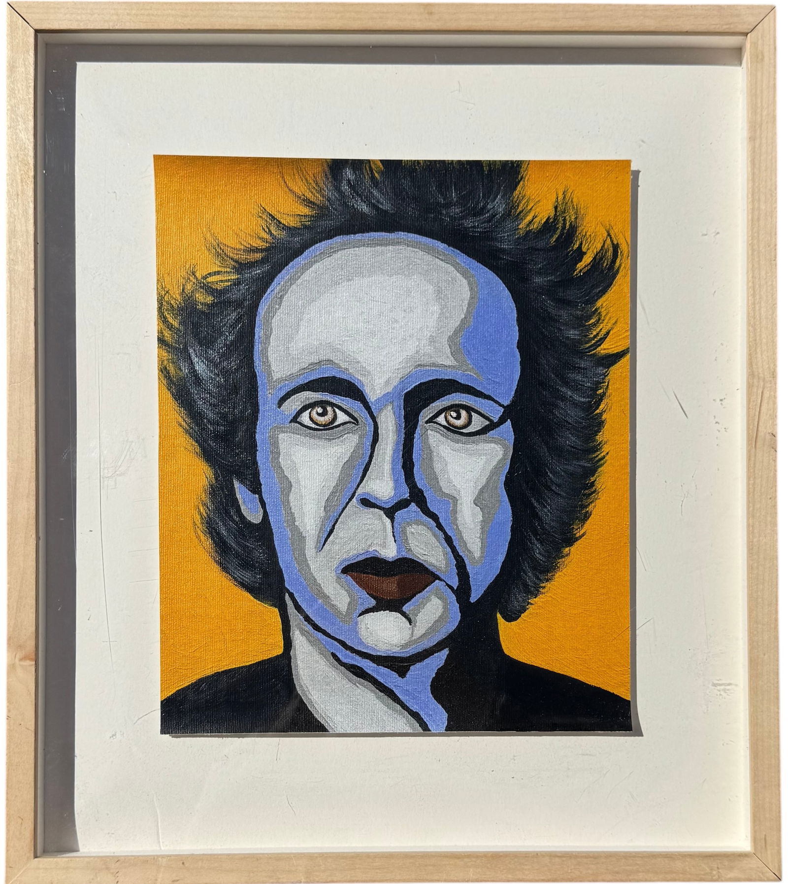 Nicely Framed Contemporary Portrait Of A Man: Acrylic 11 1/2 x 9 1/2 in, 17 1/2 x 15 1/2 in (framed)