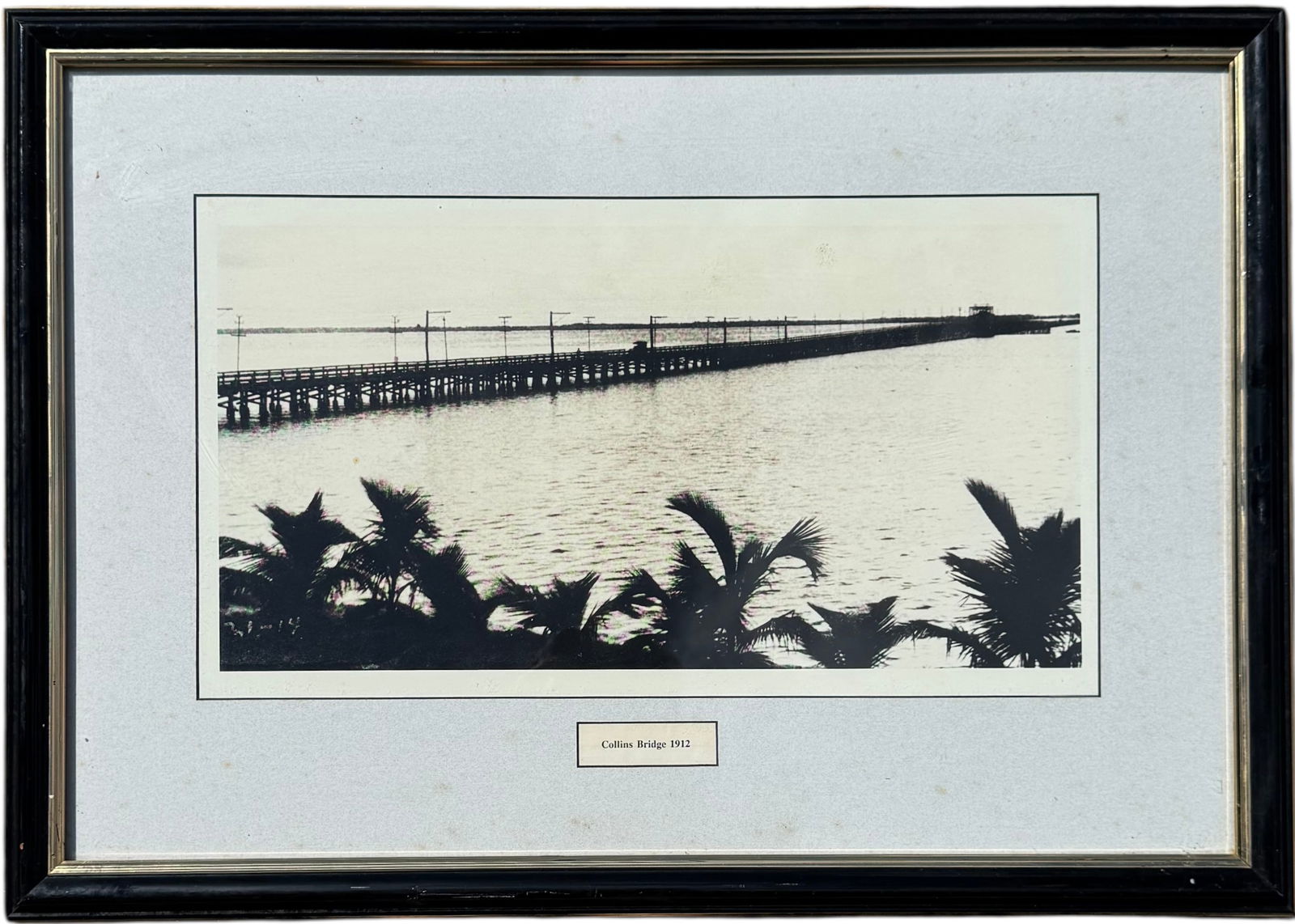 Collins Bridge 1912, Miami Florida Photographed: 16 x 8 in, 24 x 17 in (framed). Domestic Flat Shipping Price: $70