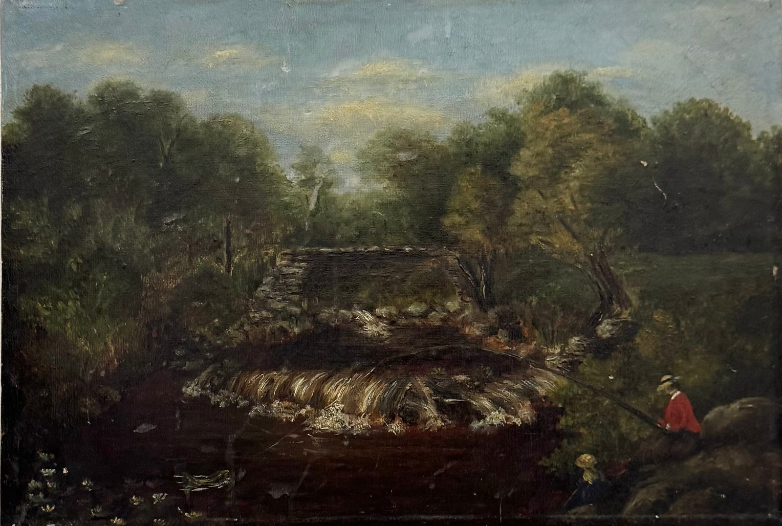 19th Century New England School Landscape With Women Fishing (1 of 3)