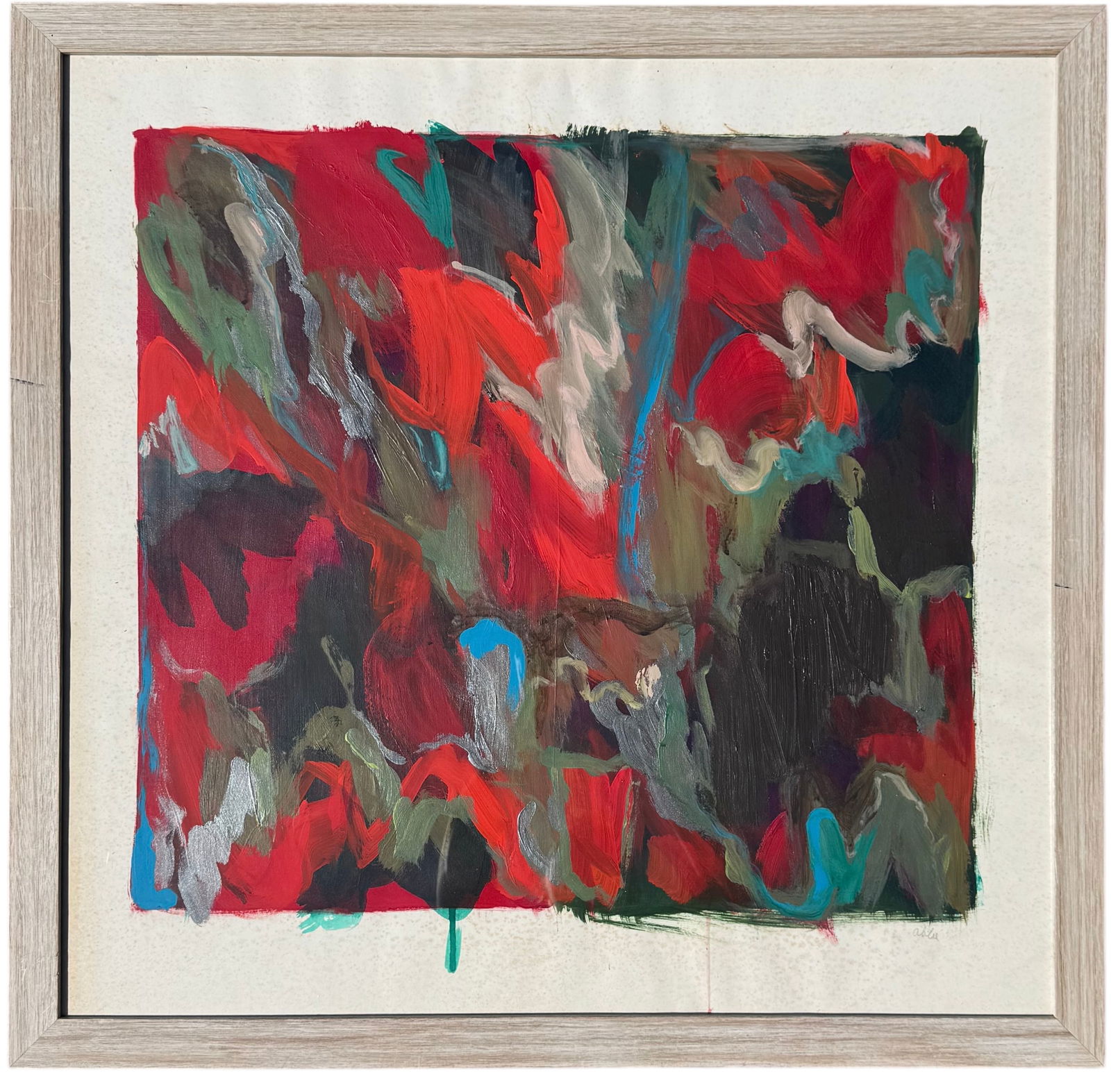 Nicely Framed Abstract Expressionist Painting Signed Illegibly (1 of 3)