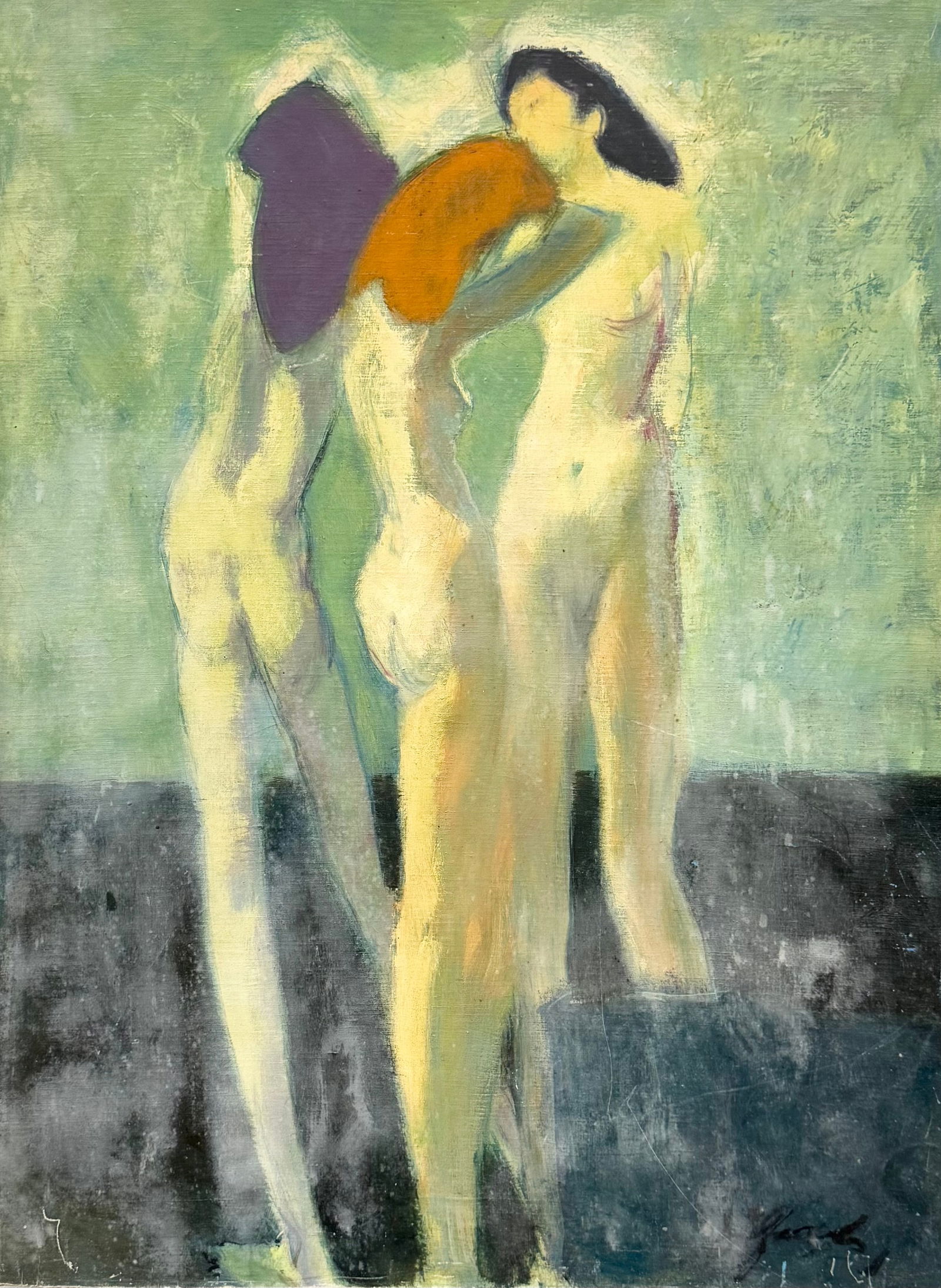 LORAN WILFORD (1893-1972, American) Nudes, Sarasota, Florida Artist: Oil painting on masonite 48 x 36 in. Domestic Flat Shipping Price: $240
