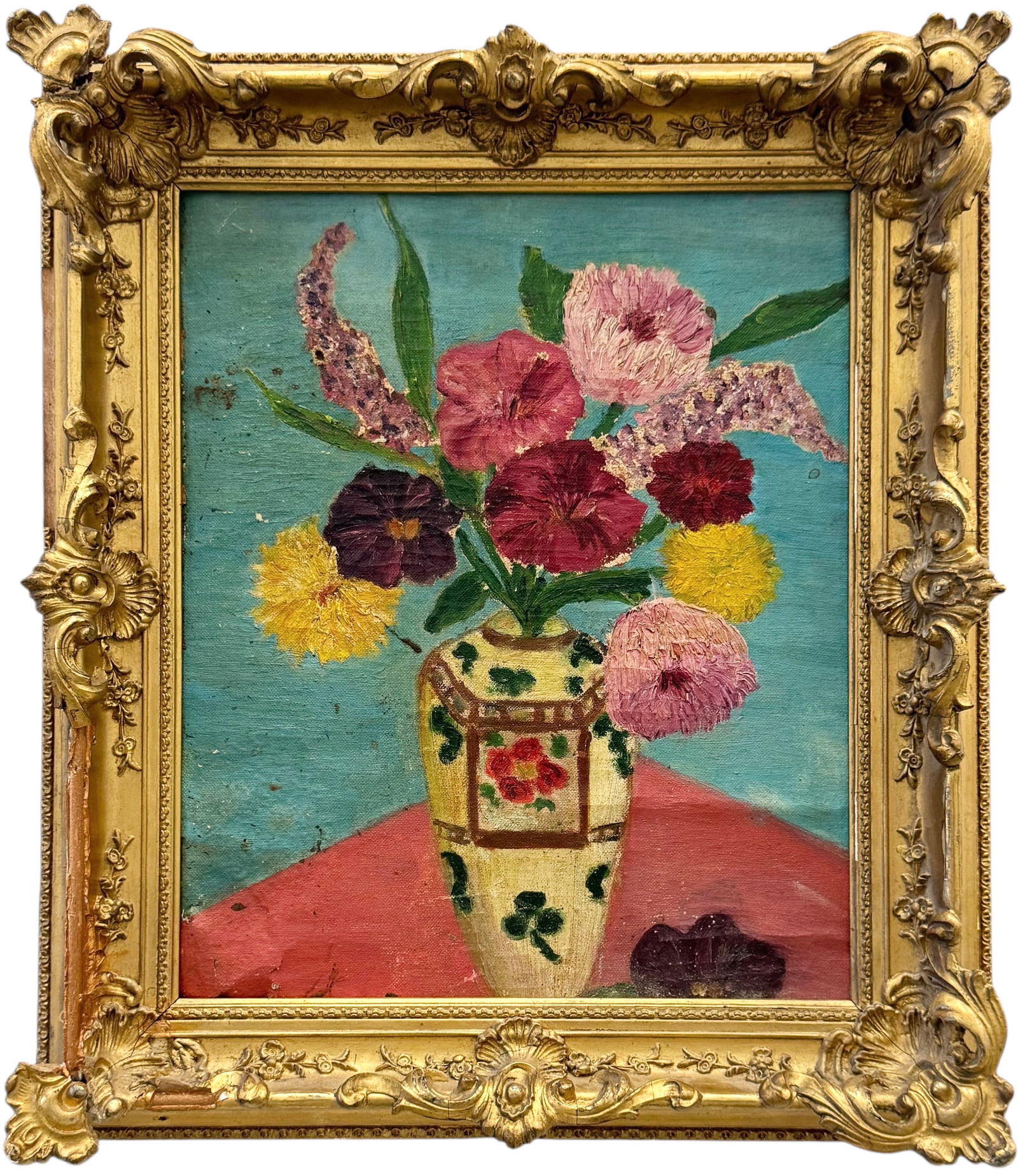 Early 20th Century Modernist Still Life Of Flowers Oil On Board (1 of 3)