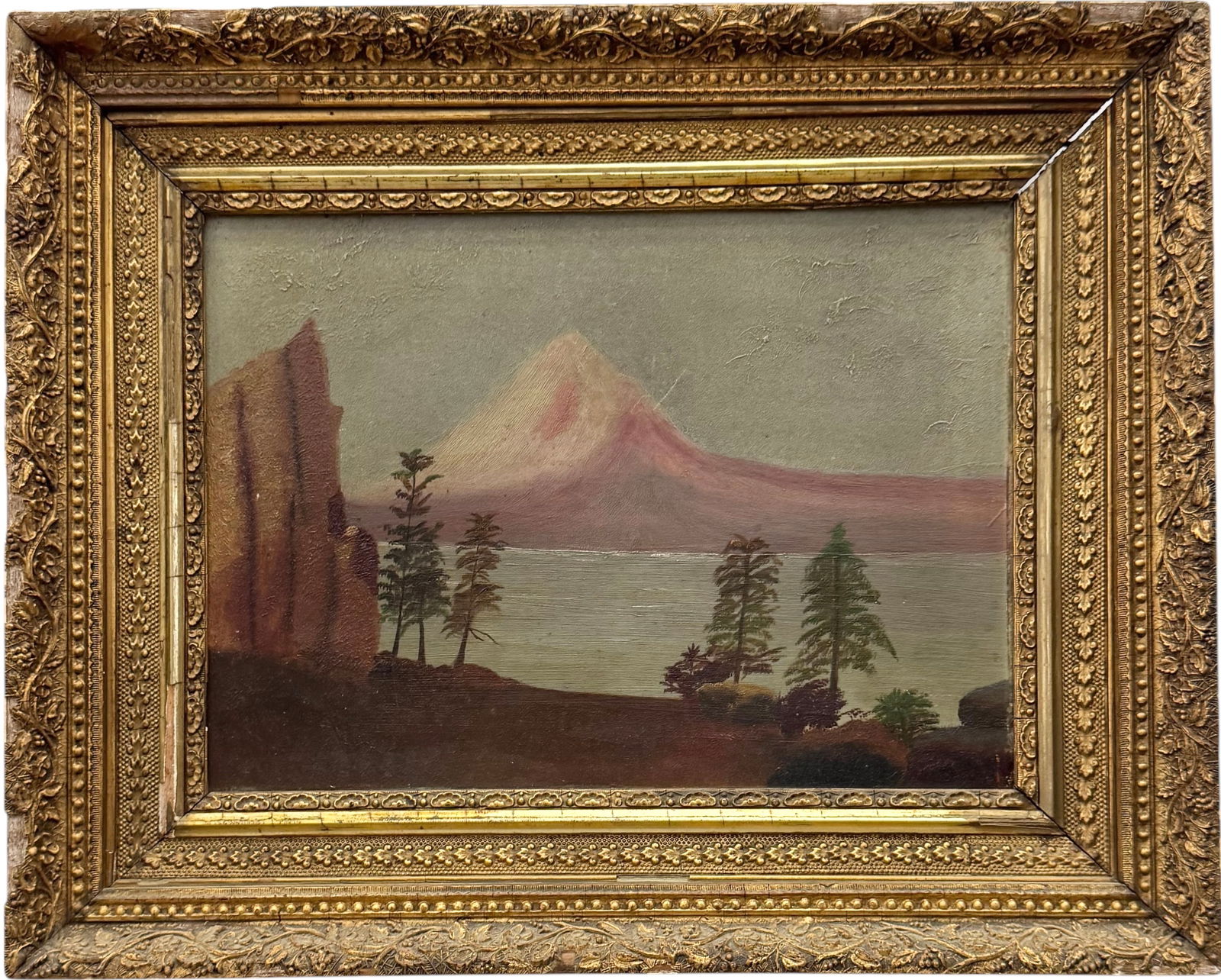 19th Century American School Landscape Oil Painting On Academy Board (1 of 2)
