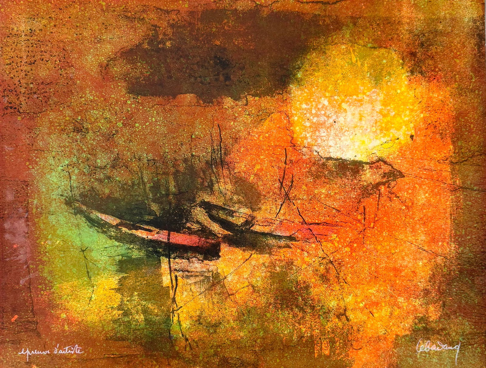 LEBADANG (20th c, Vietnemese) Artist Proof Hand Signed Lithograph (1 of 3)