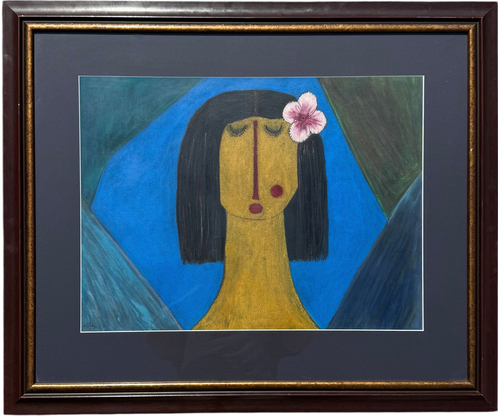 WALTER LOPEZ Boca Raton, Florida Artist Modernist Pastel Portrait: Pastel on paper 25 x 18 1/2 in, 36 x 30 in (framed). Domestic Flat Shipping Price: $120