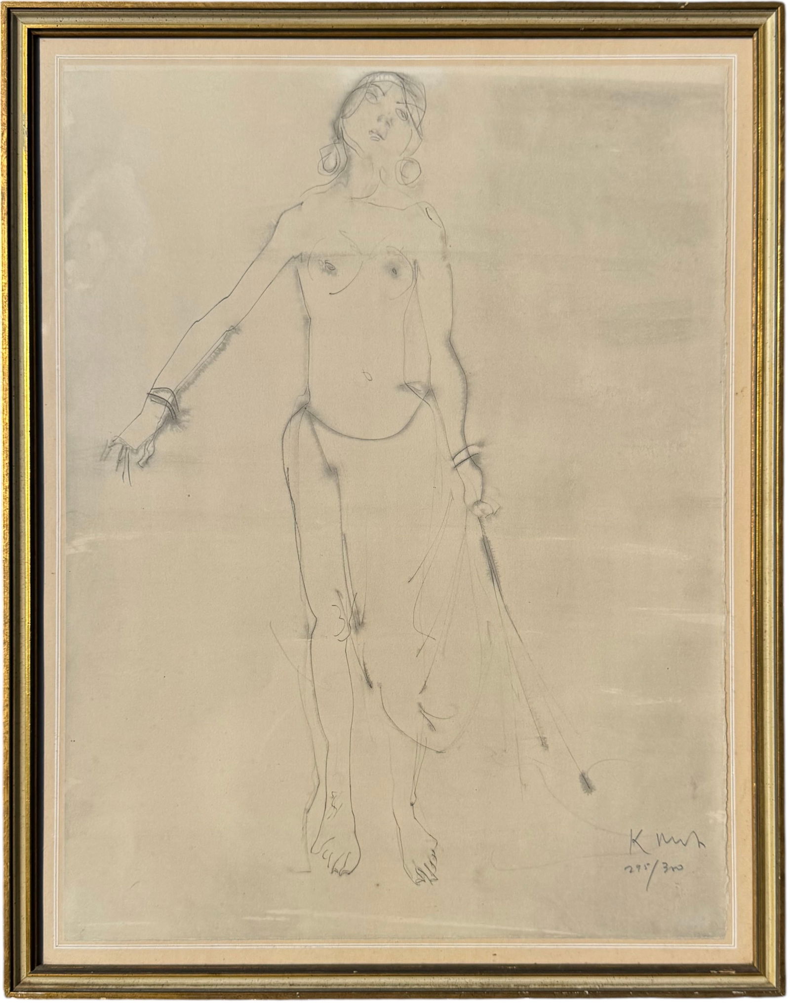KAIKO MOTI (1921-1989, India) Pencil Signed Nude Etching (1 of 3)