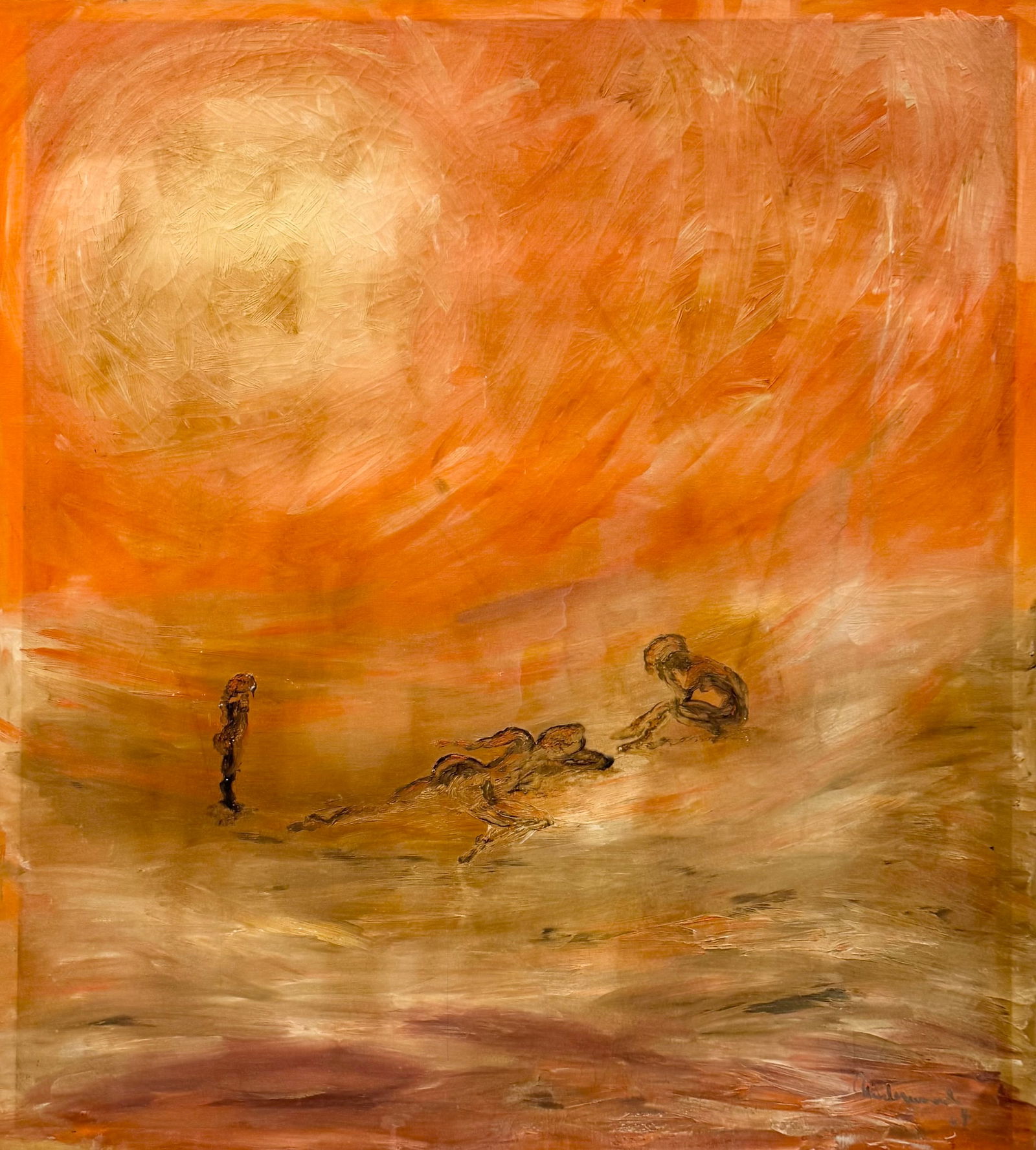 WOODY UNDERWOOD Large 1960's Mid Century Modern Abstract Painting: Oil painting on canvas 40 x 36 in. Domestic Flat Shipping Price: $140