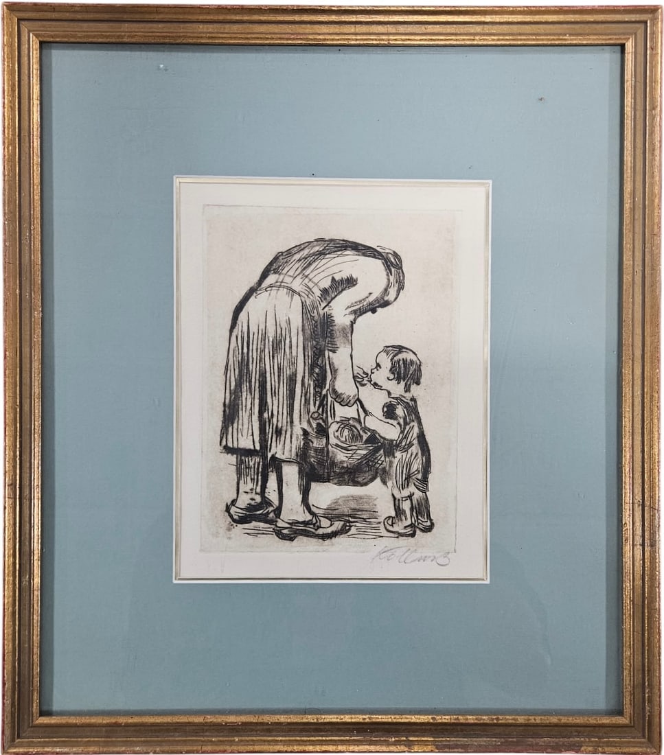KATHE KOLLOWITZ Mother & Child Pencil Signed Etching (1 of 2)