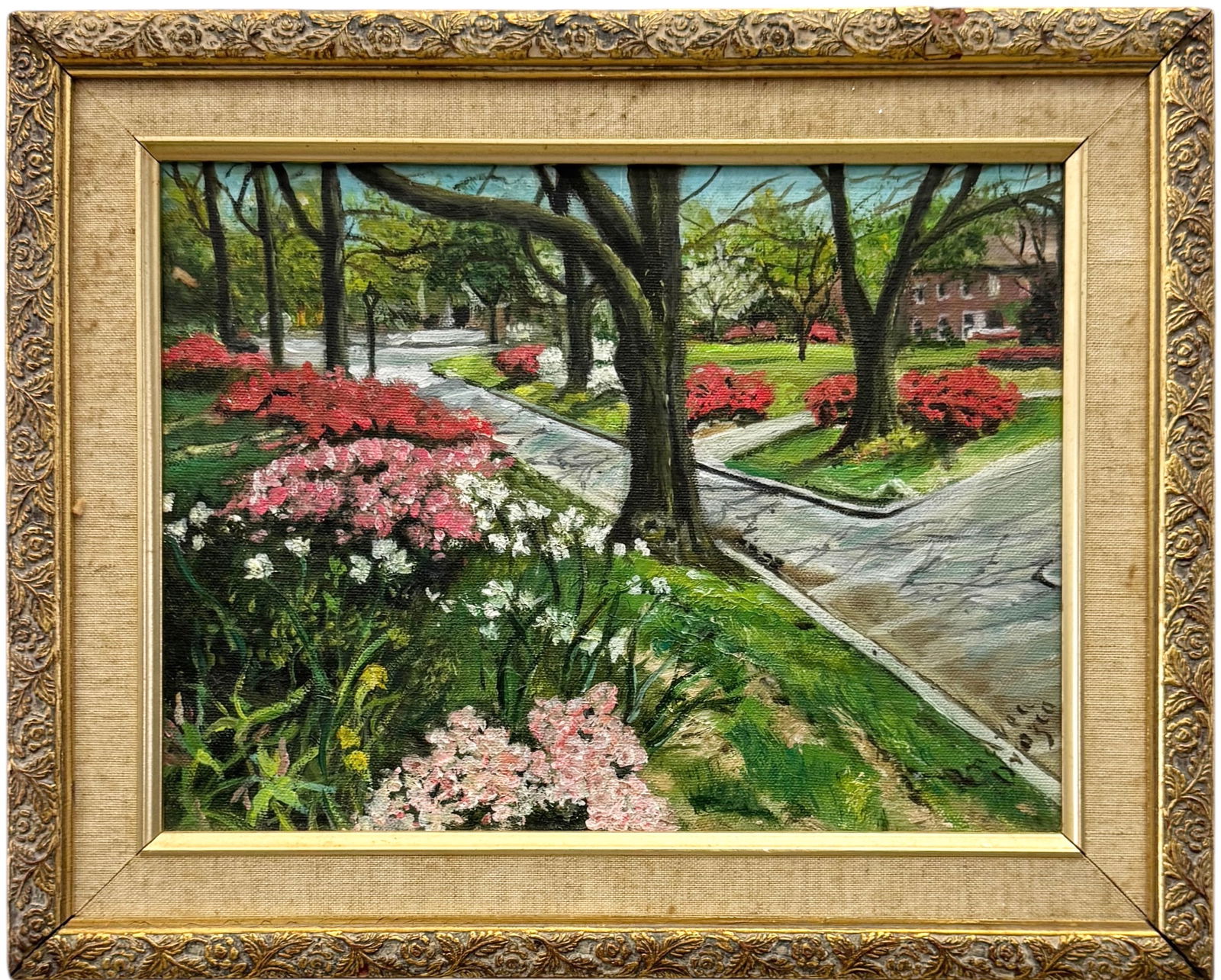 20th Century Small Impressionist Street Scene Signed Oil On Canvas: Oil painting on canvas 12 x 9 in, 15 x 12 in (framed). Domestic Flat Shipping Price: $45