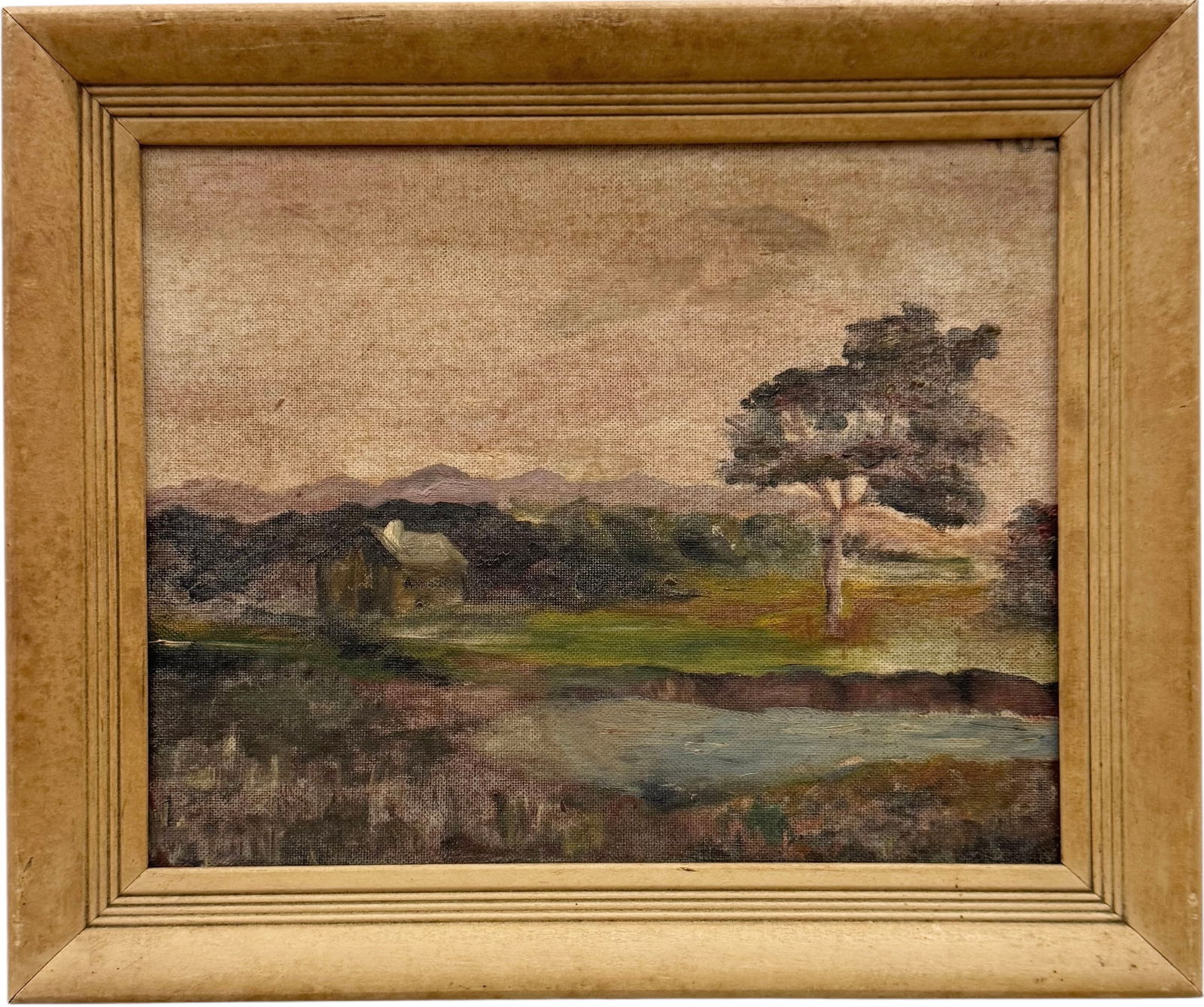 Early 20th Century American Impressionist Landscape Oil On Board: Oil painting on board 10 x 8 in, 12 x 10 in. Domestic Flat Shipping Price: $45
