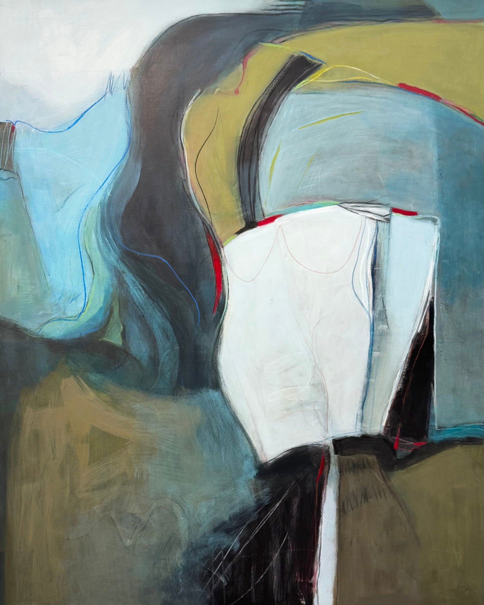 Monumental Contemporary Oil Pastel Mixed Media Abstract Painting 60" x 48" (1 of 2)