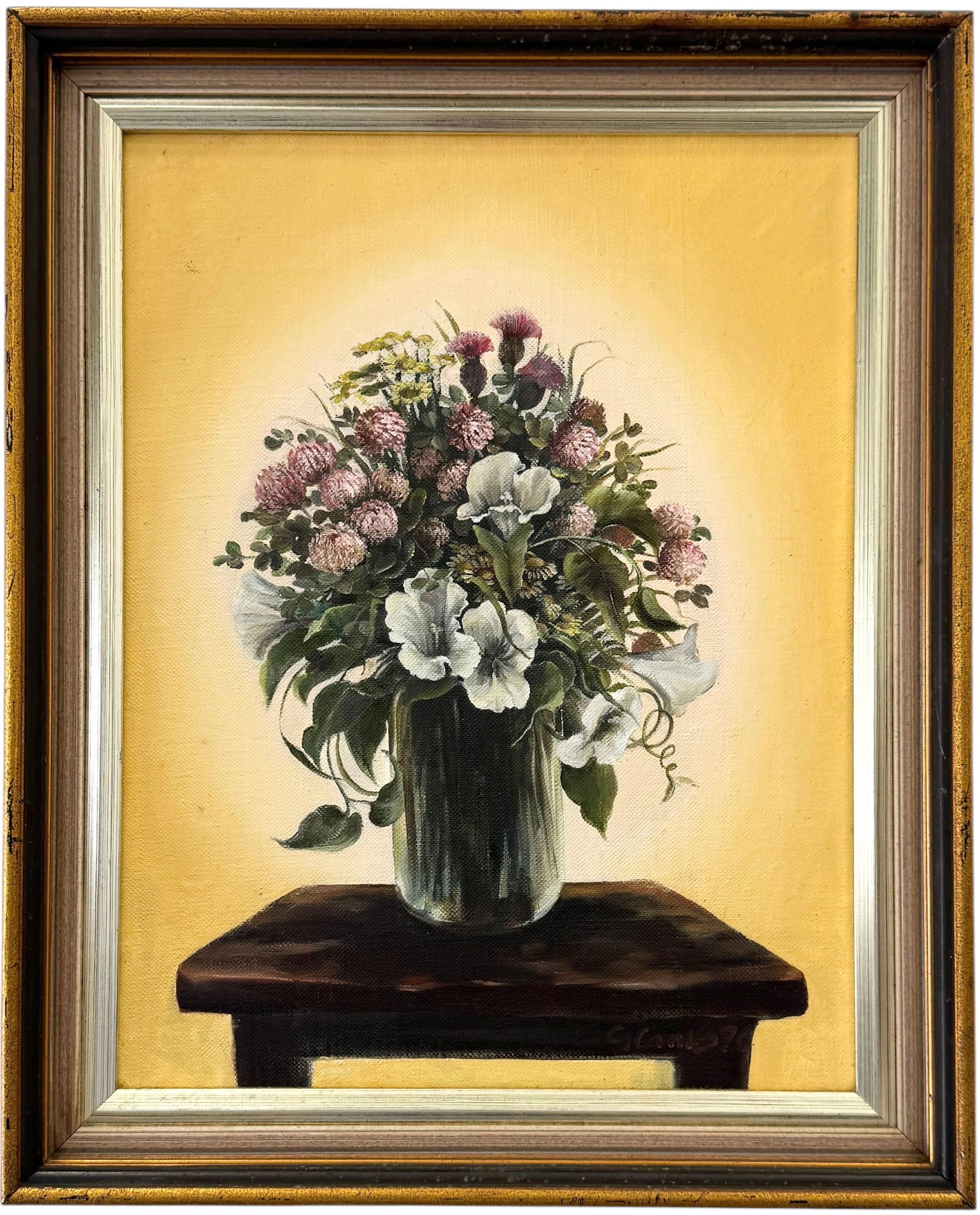 Vintage American Still Life Of Flowers Signed Oil On Canvas "Jaquelines Flowers 1976" (1 of 5)
