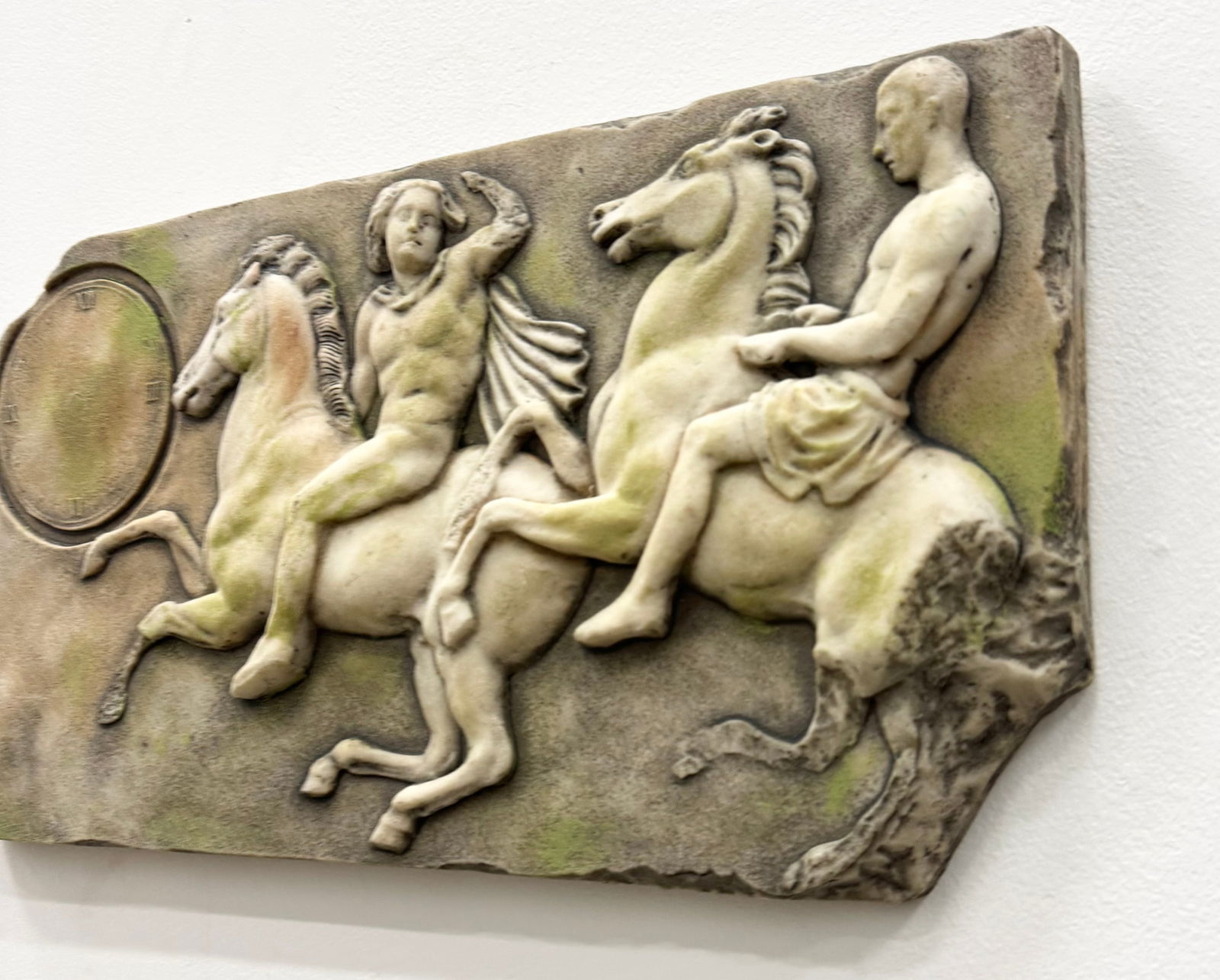 Ancient Greco Roman Motif Figures On Horses Contemporary Wall Sculpture - 2
