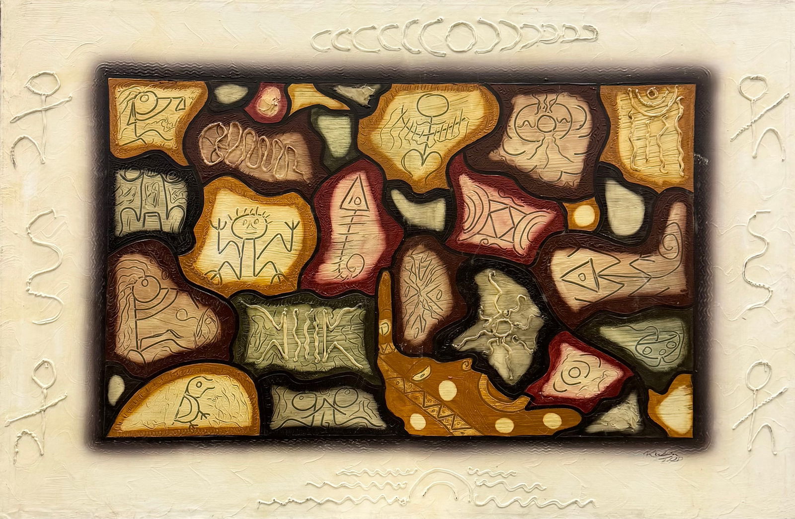 Monumental Signed Abstract Painting 60": Acrylic painting on canvas 60 x 40 in. Domestic Flat Shipping Price: $280